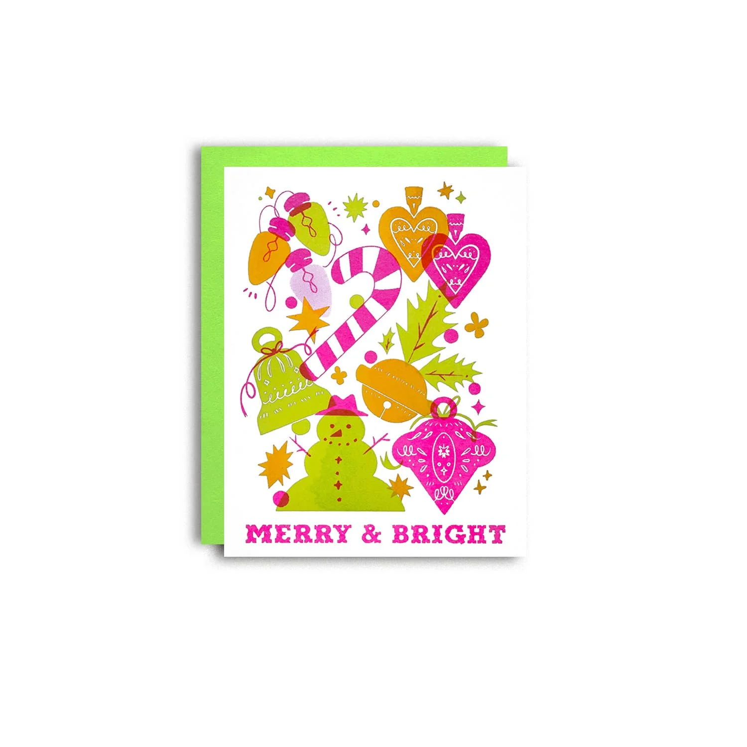 Merry and Bright - Christmas Holiday Risograph Card - Image 3