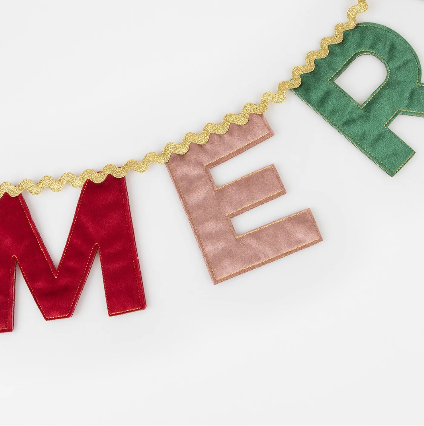 Merry Christmas Velvet Pennant Garland - Image 2