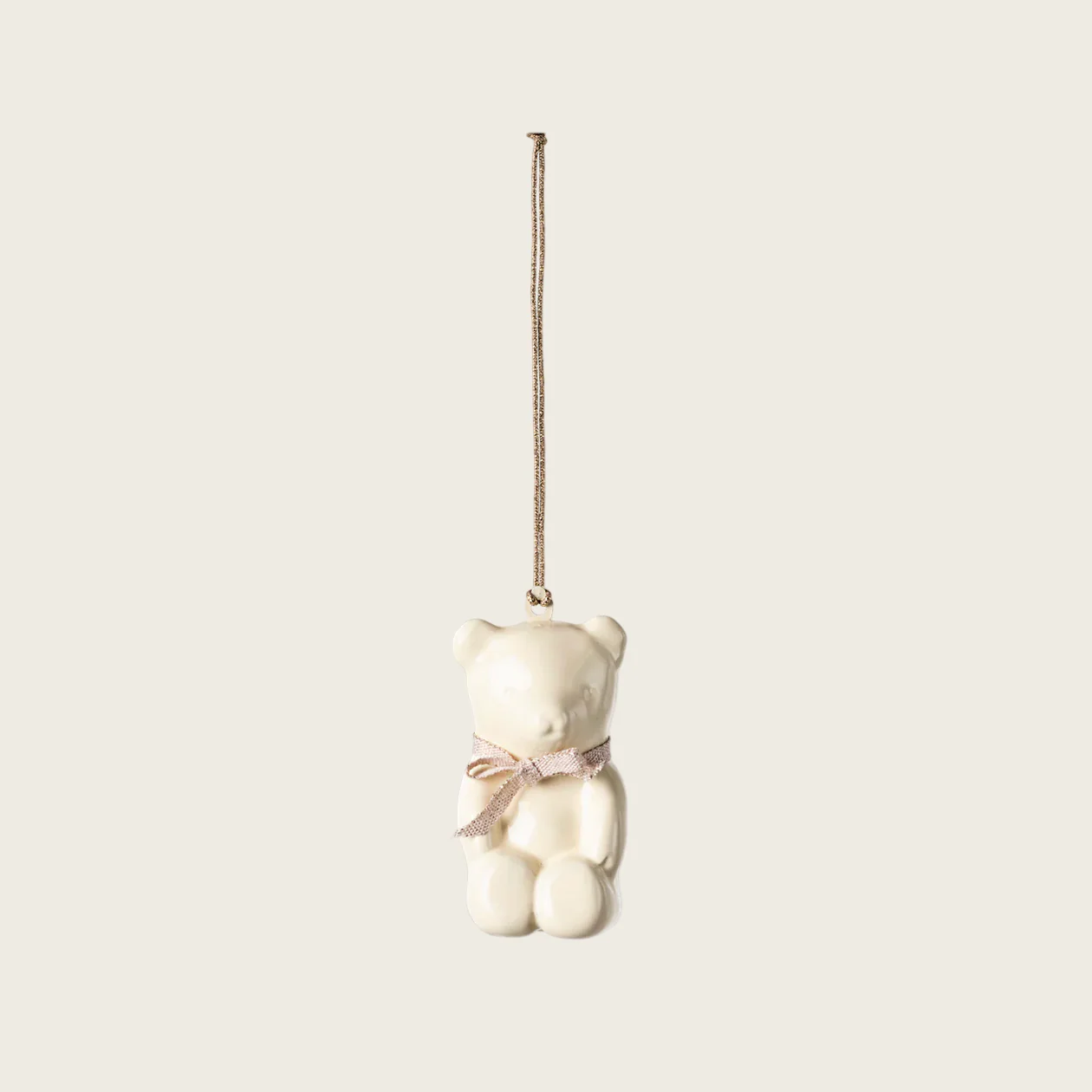 Teddy bear Metal ornament - Off white/Rose