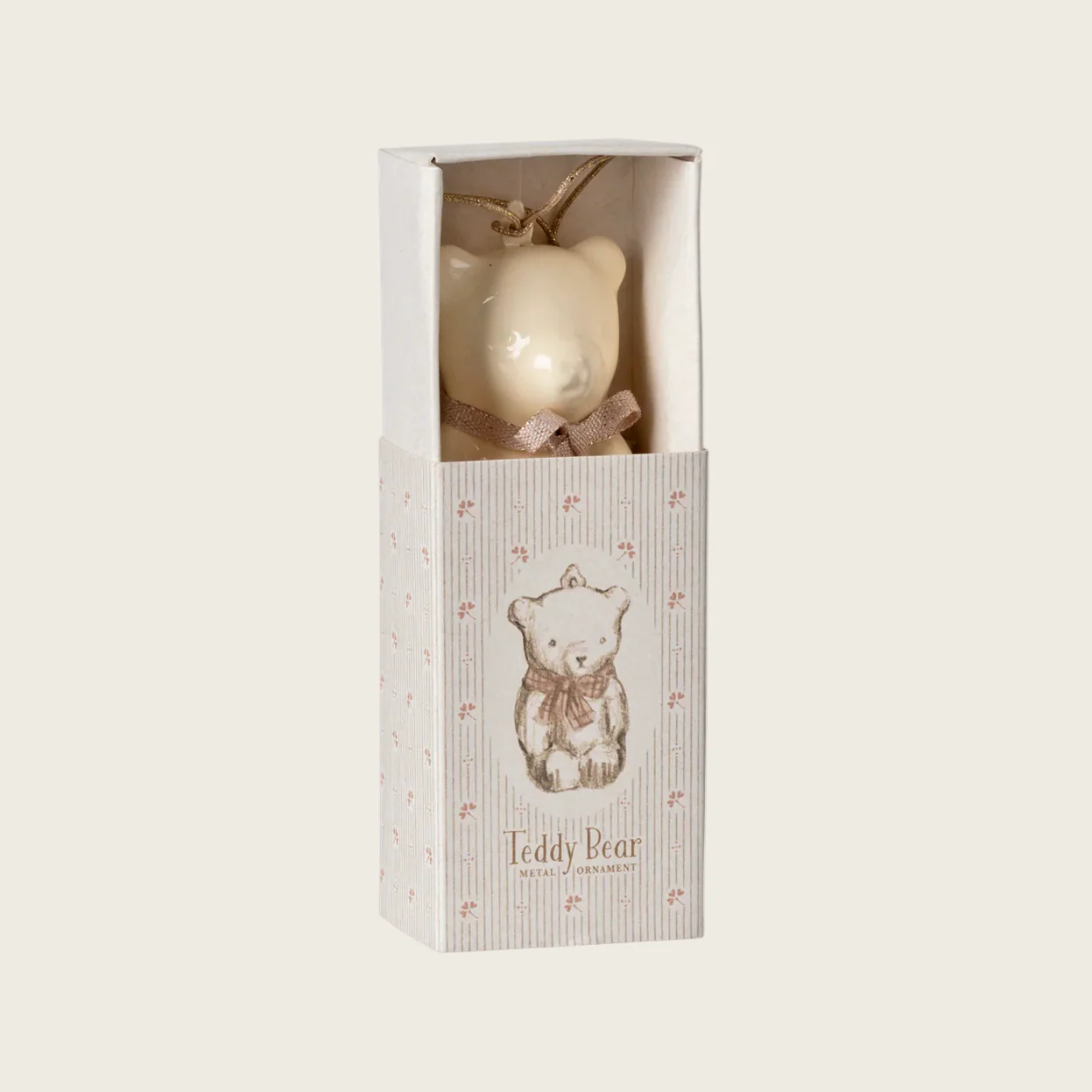 Teddy bear Metal ornament - Off white/Rose - Image 2