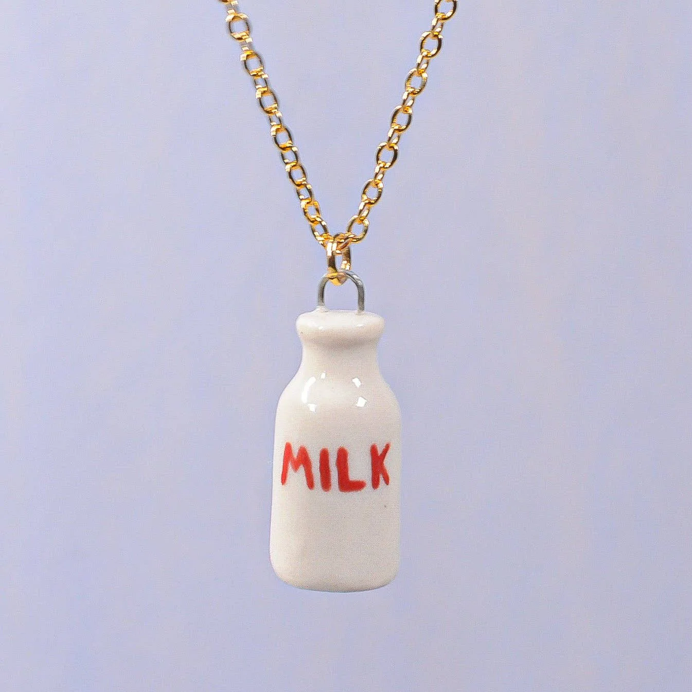 Milk Bottle Ceramic Charm Pendant Necklace