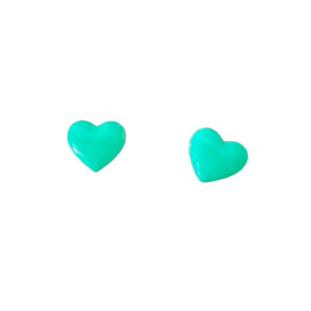 Mini Heart Studs in Seafoam Green