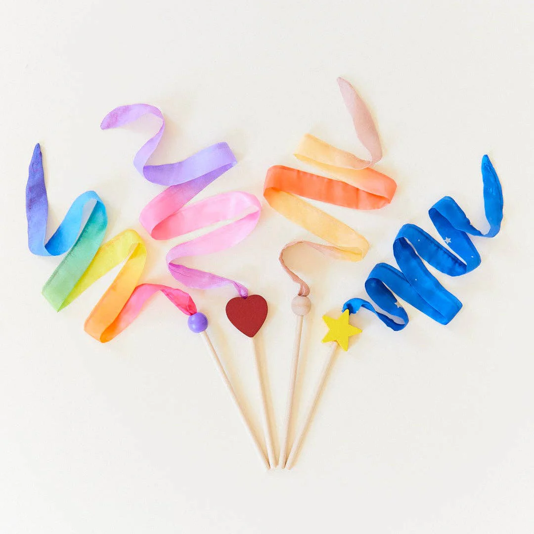 Mini Starry Night Streamers - Silk & Wood Star Wand - Image 2