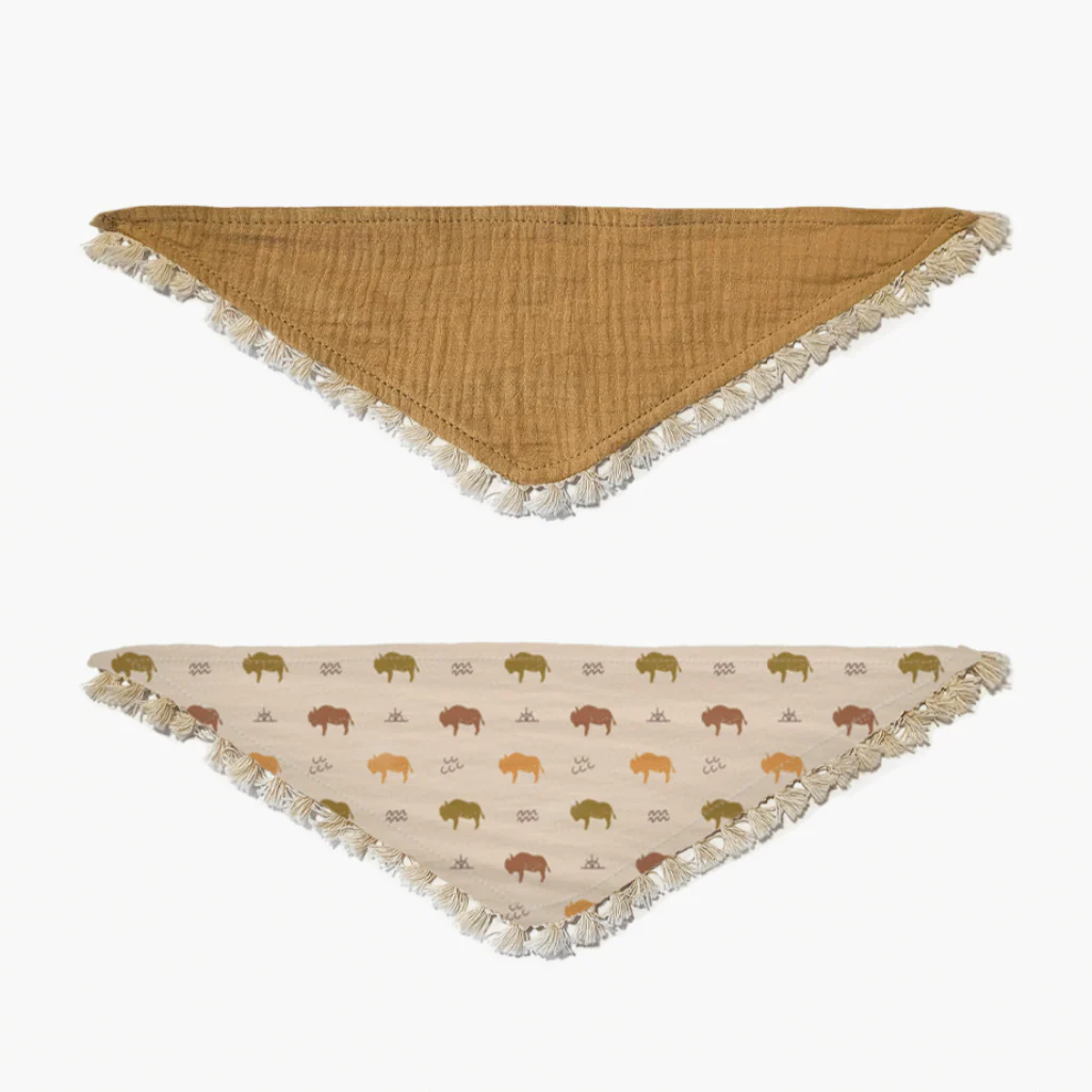 Minikane Duo of Buffalo Doll Scarves and Camel double gauze