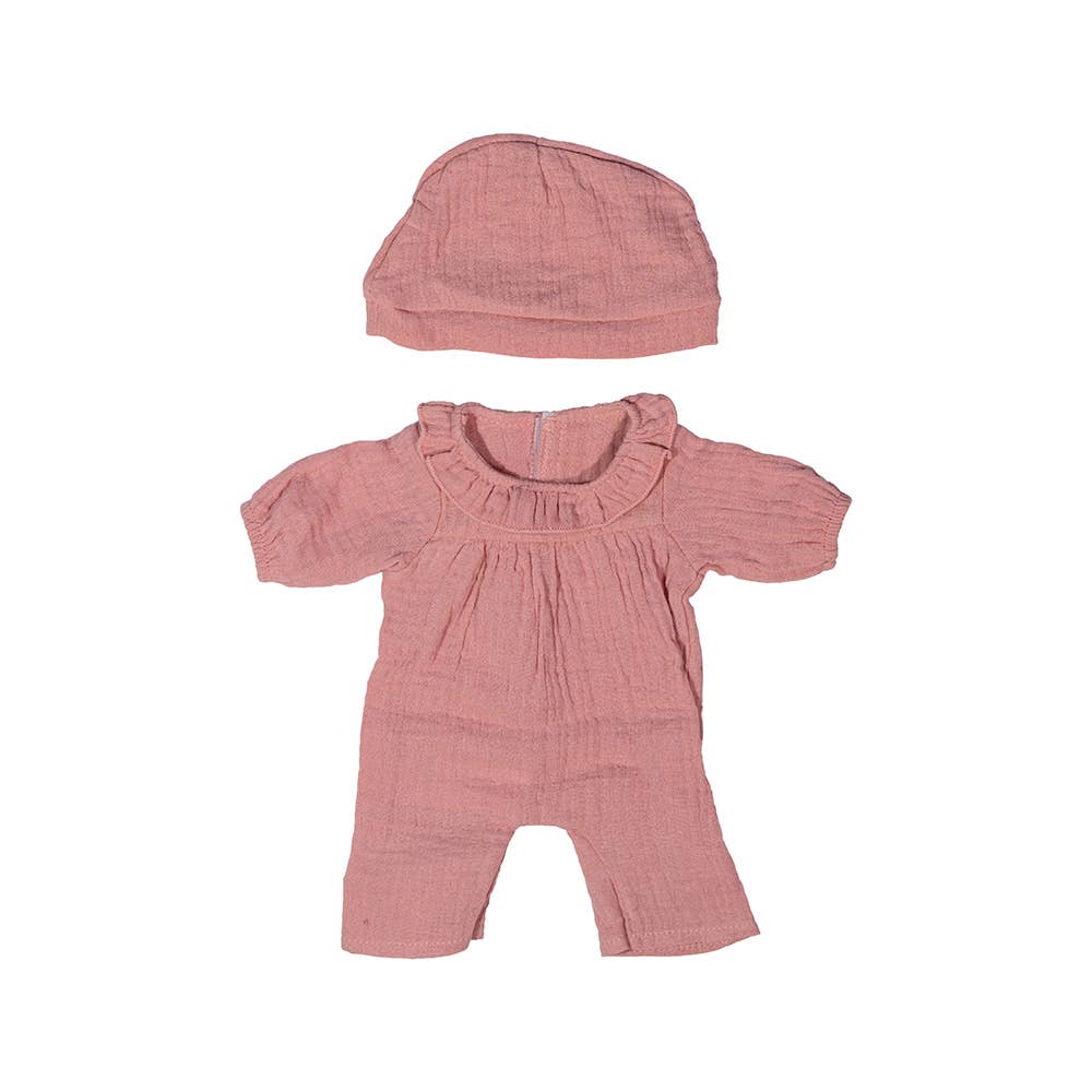 Pink pajamas with hat for dolls 15"