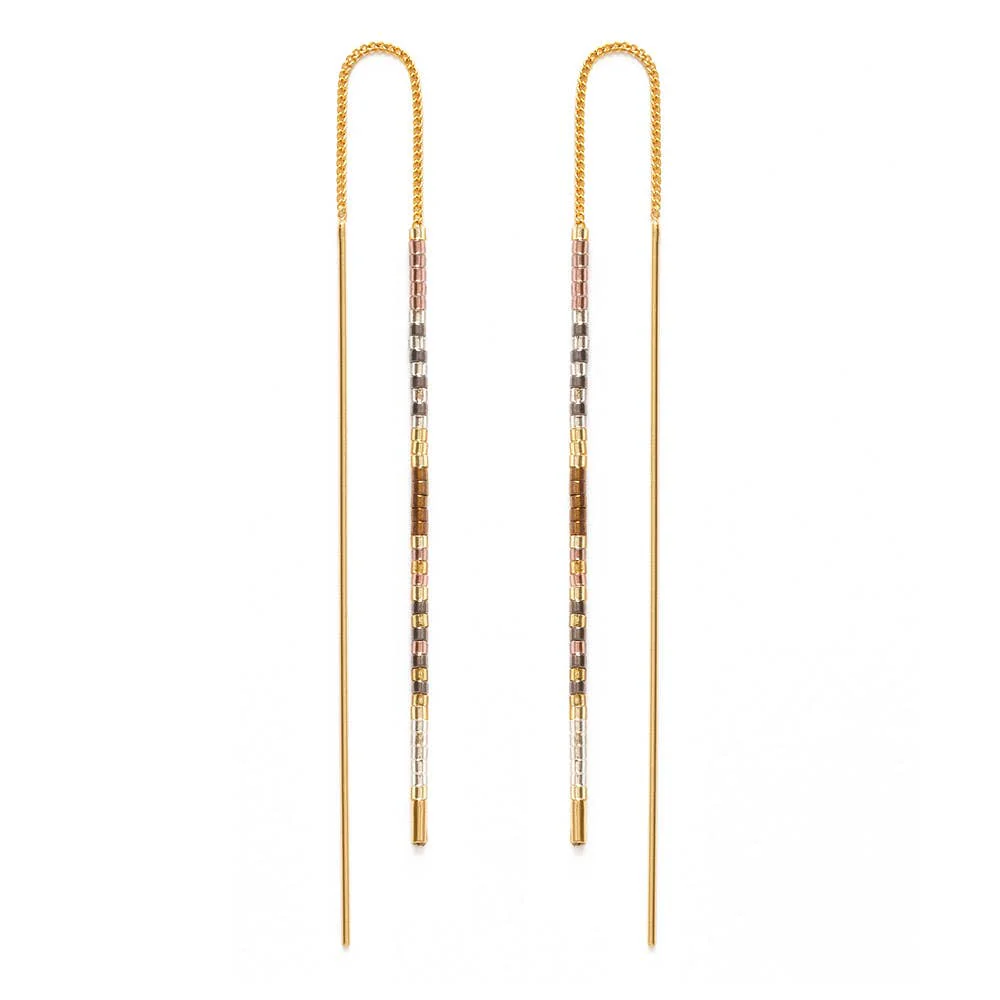 Miyuki Seed Bead Threader Earrings - Image 3