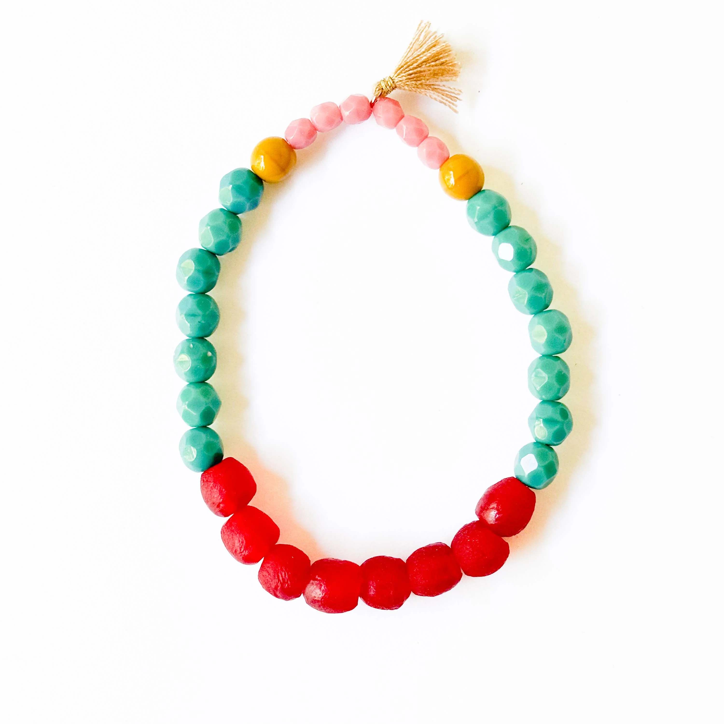 Multicolor Recycled African Glass And Mixed Bead Bracelet - Image 5