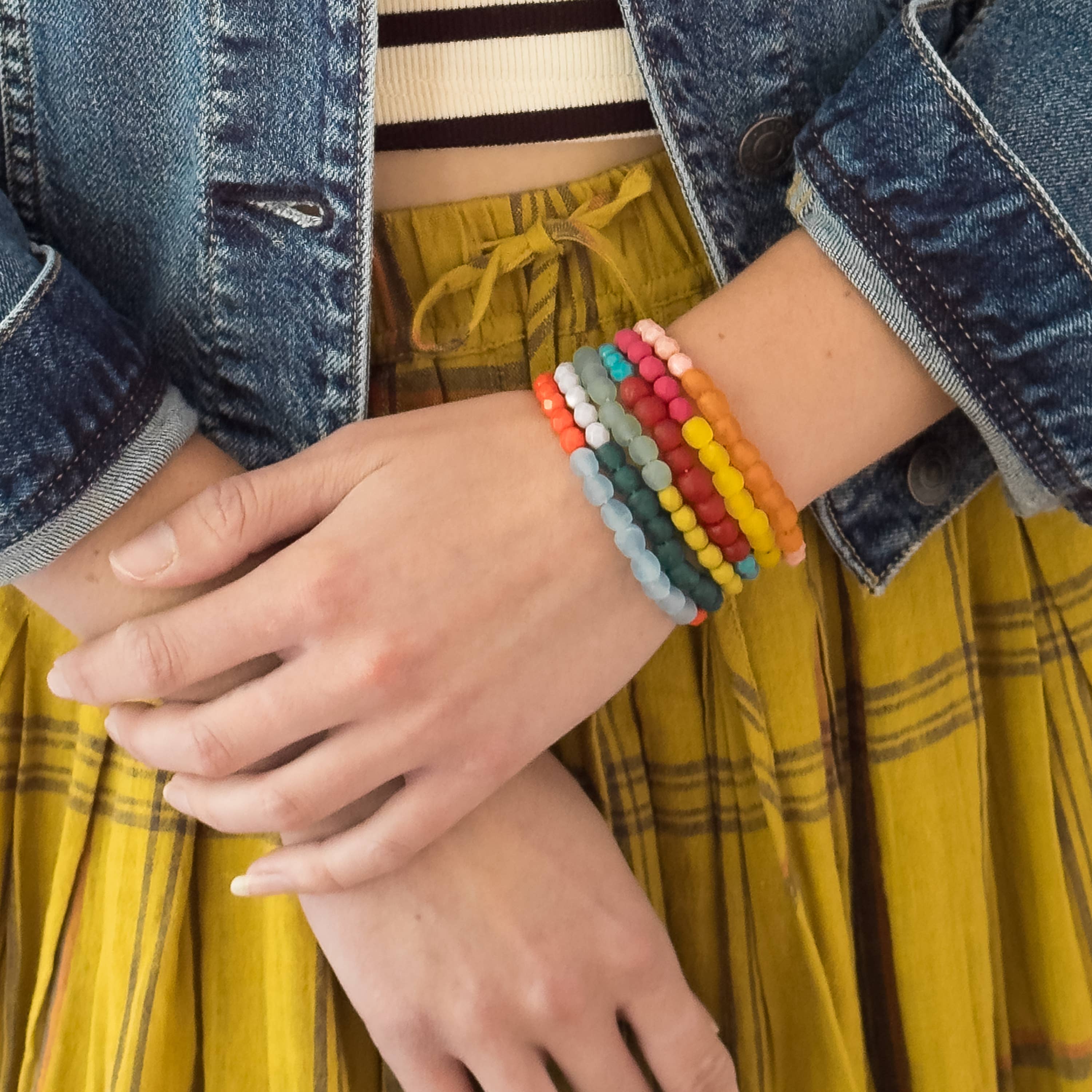 Multicolor Recycled African Glass And Mixed Bead Bracelet - Image 7