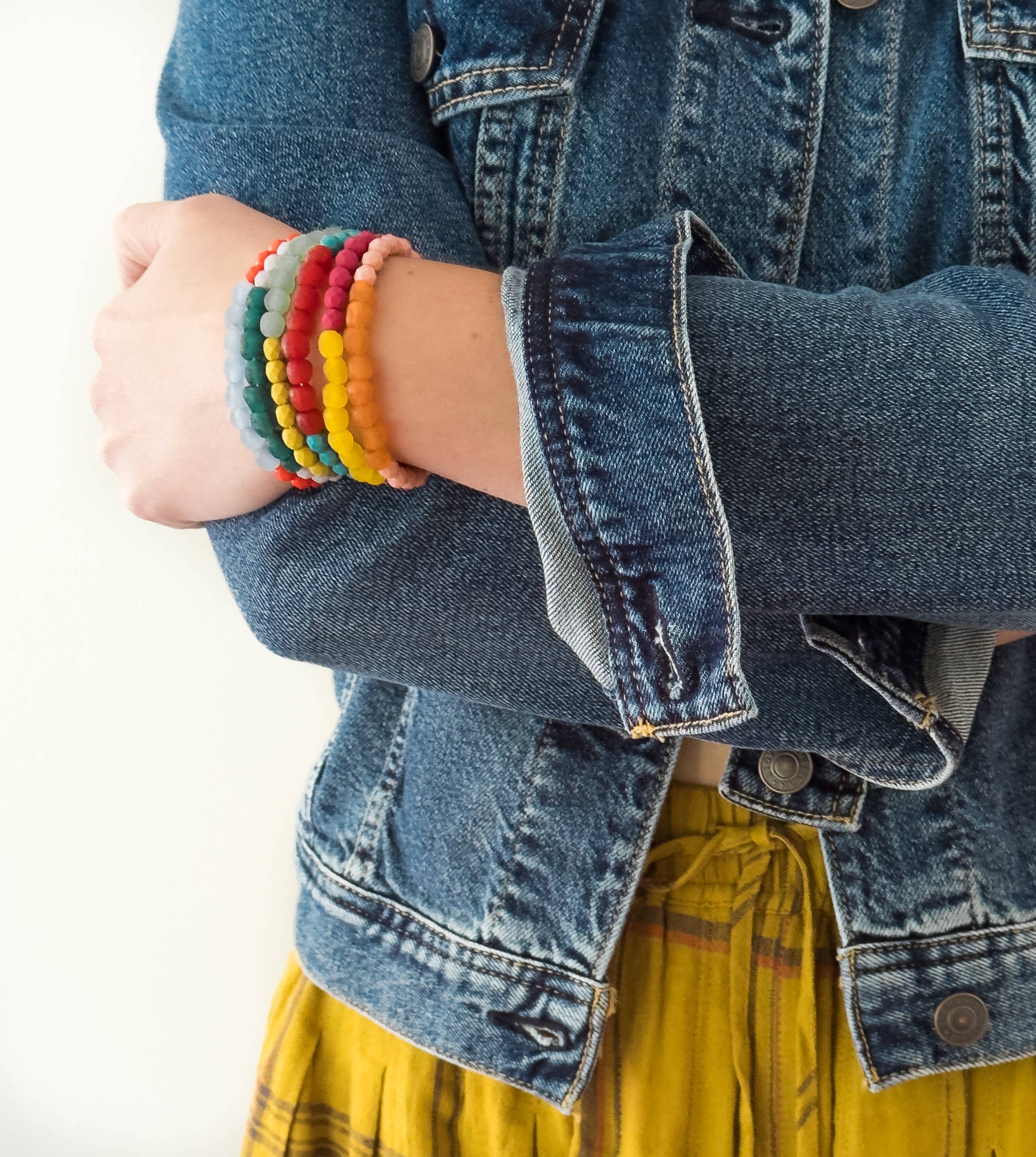 Multicolor Recycled African Glass And Mixed Bead Bracelet - Image 8
