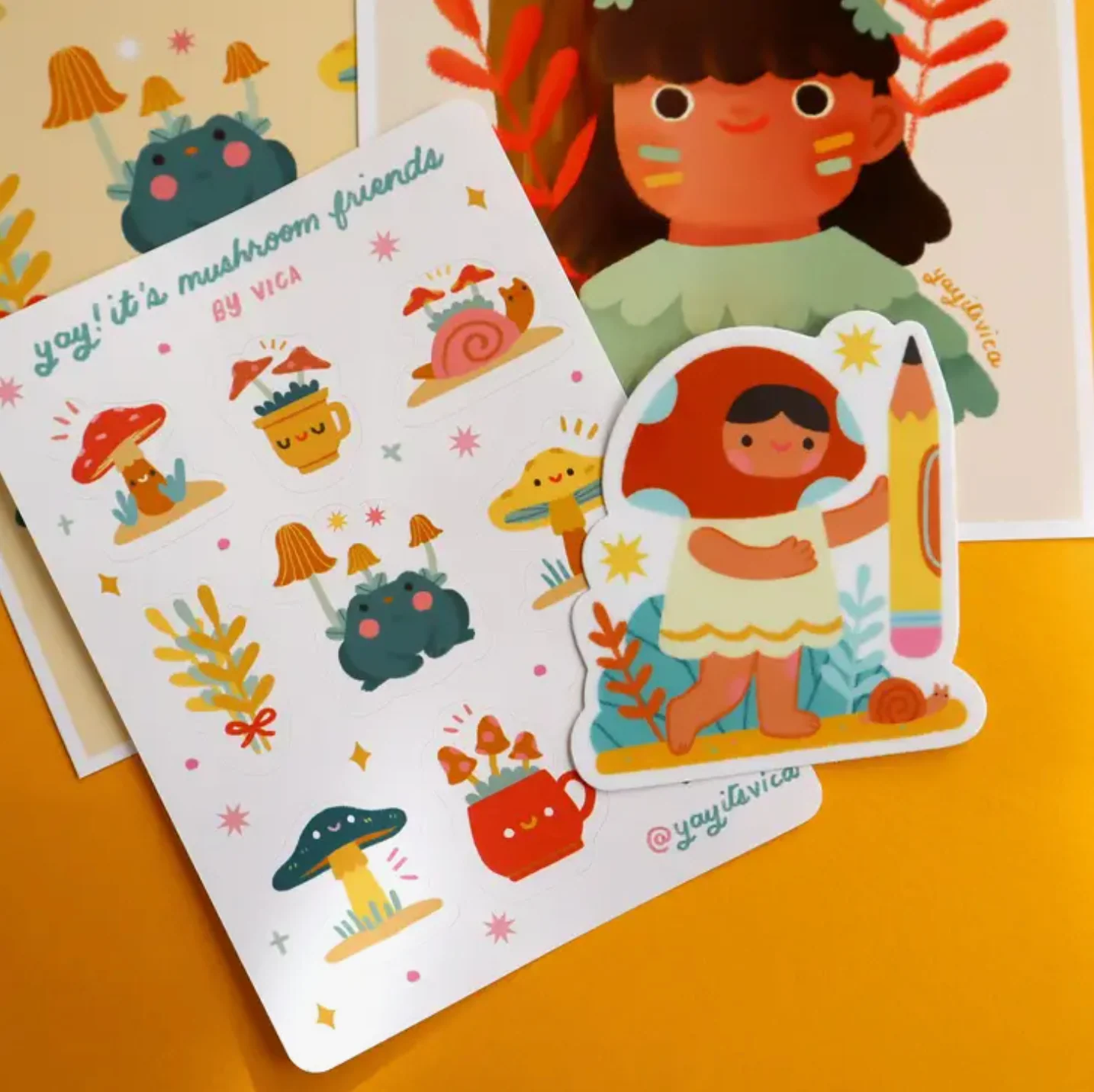 Mushroom Girl Sticker -Vica Lew - Image 2