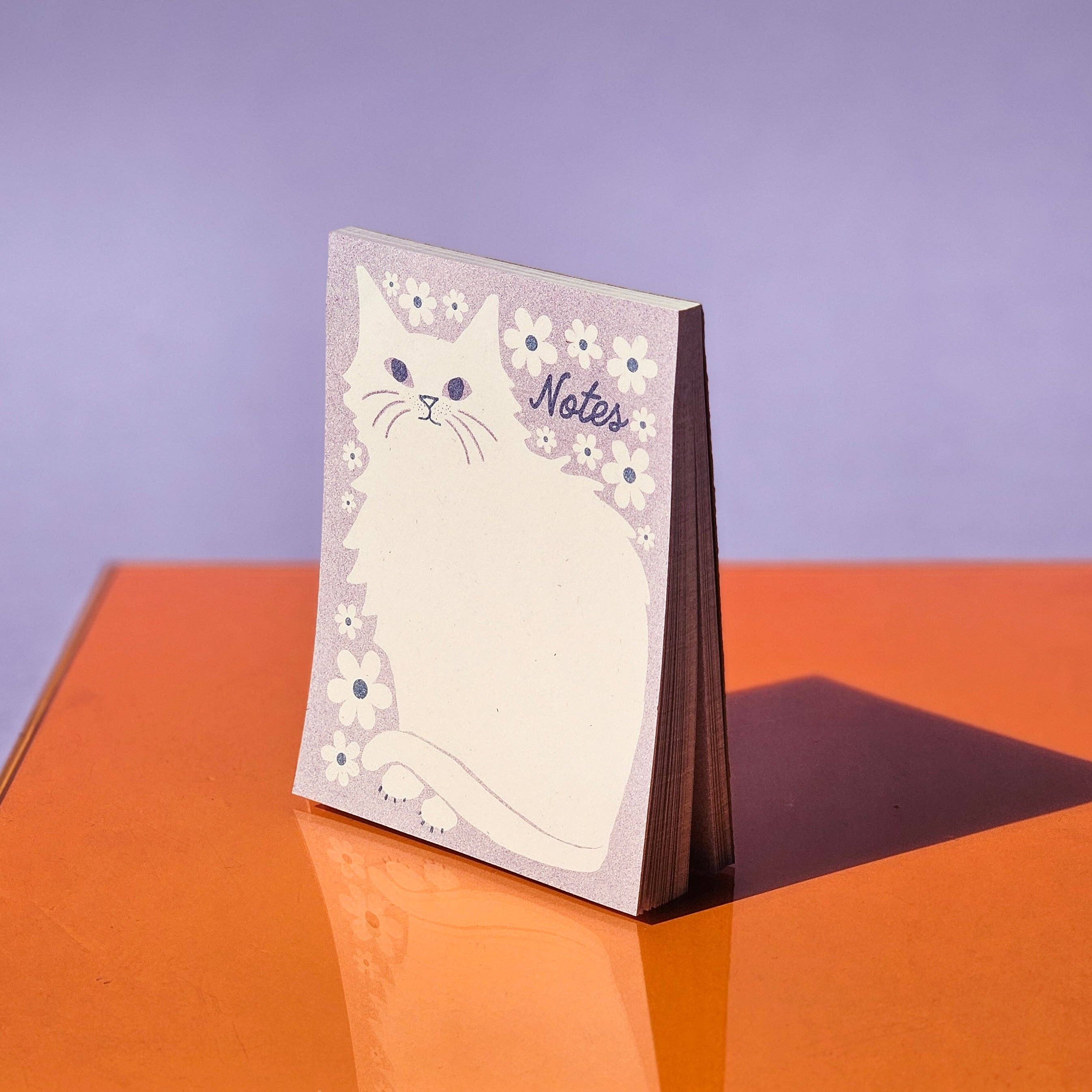 Negative Space Floral Cat - Risograph A2 Notepad - Image 2