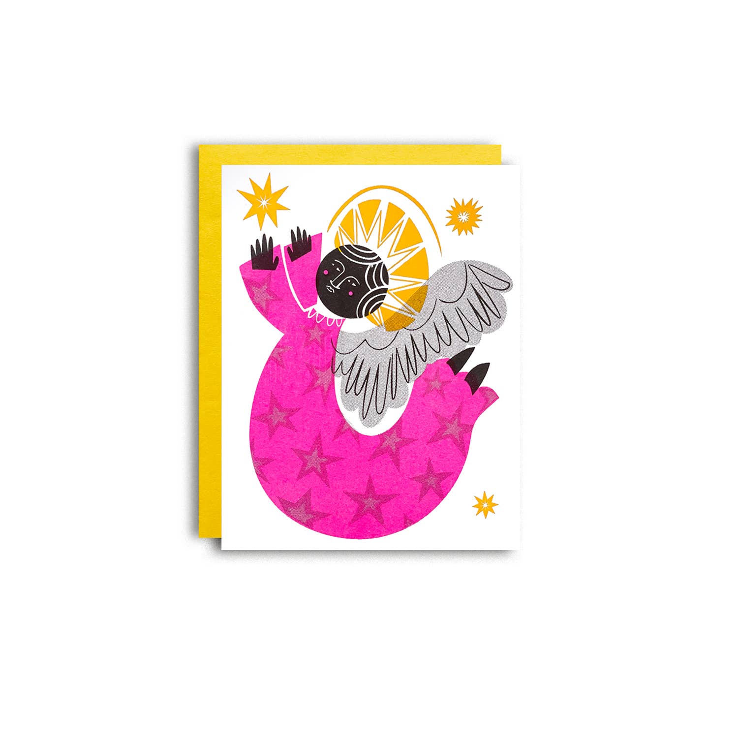 Neon Angel - Christmas Risograph Holiday Card - Image 4