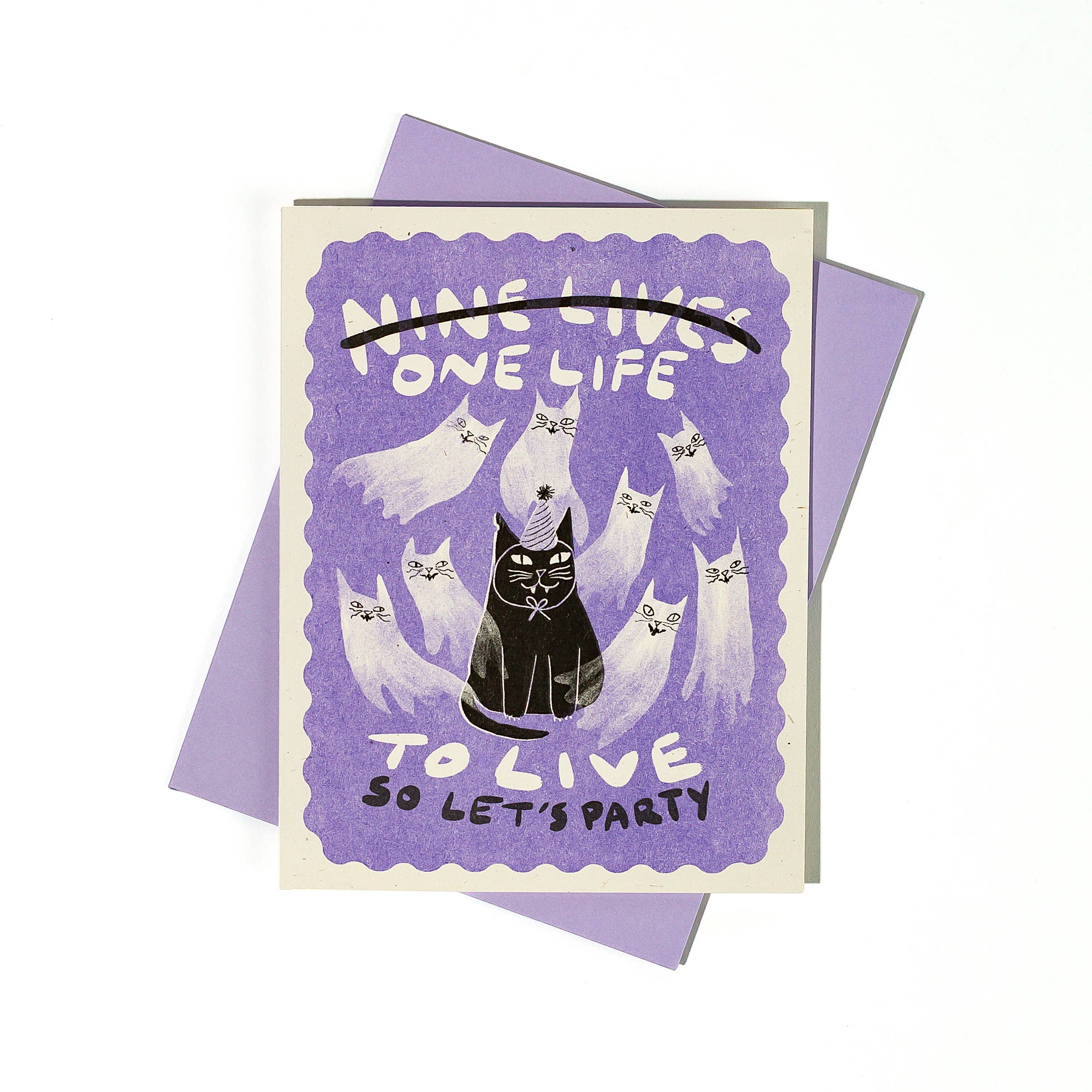 Nine Lives/One Life - Risograph Birthday Card - Image 2