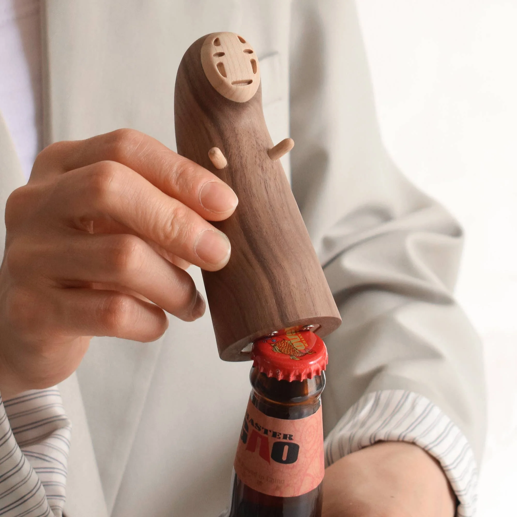 No-Face Bottle Opener - Handcrafted in Black Walnut/Sapele - Image 2