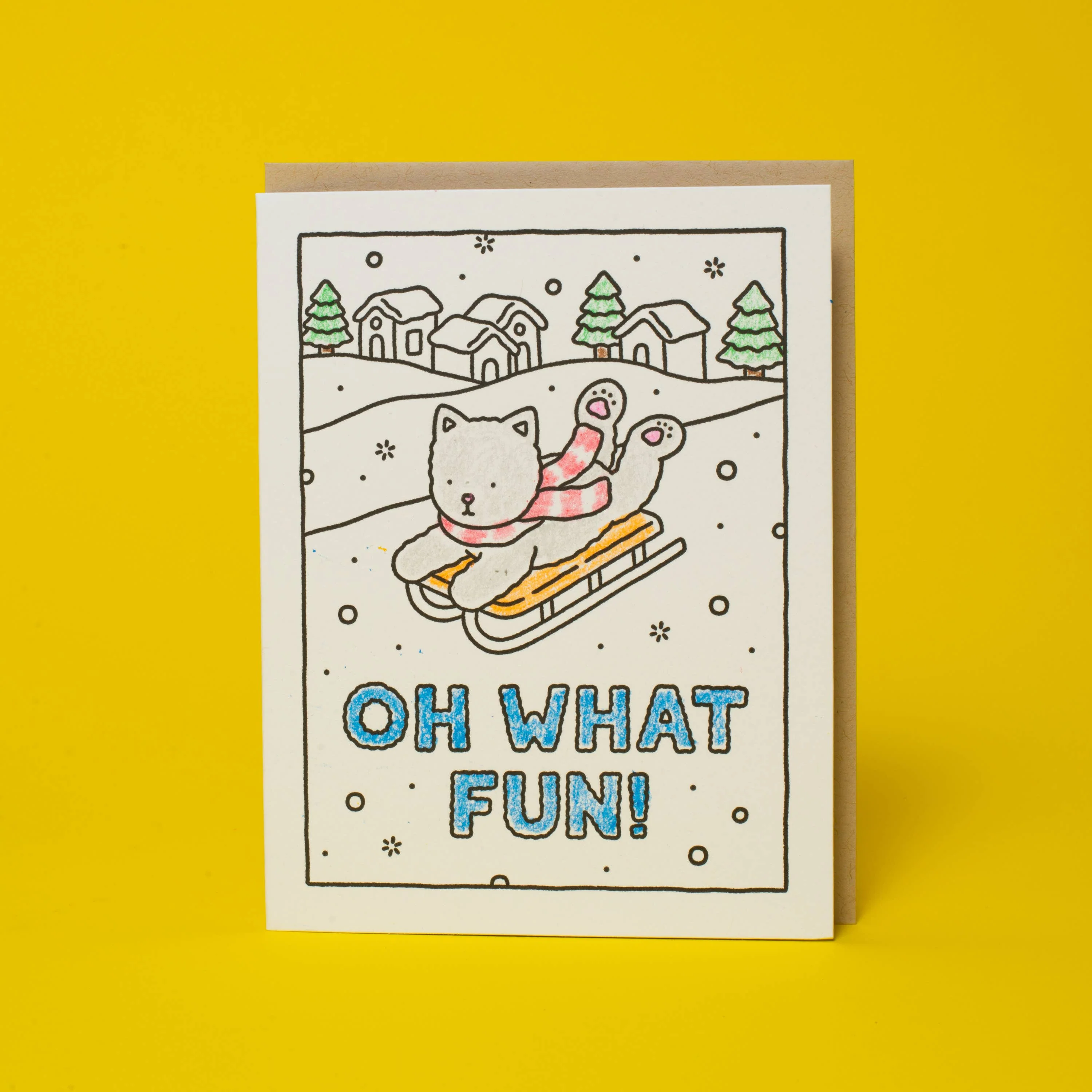 Oh What Fun Sled Holiday Coloring Card by Bobbie Goods 