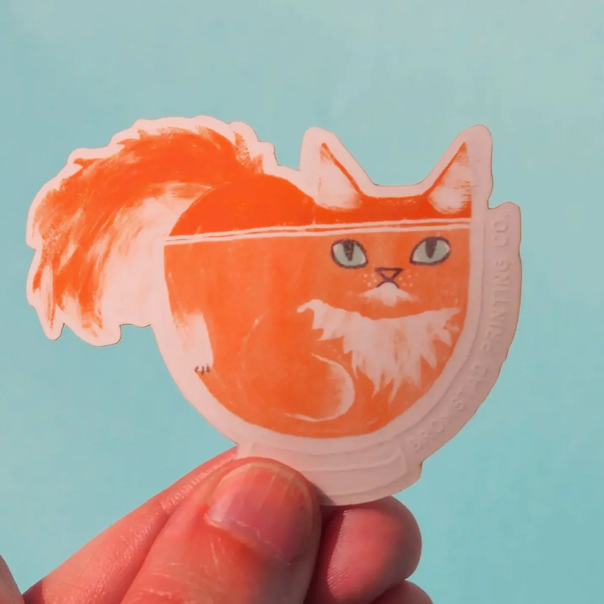 Orange Cat in A Bowl Clear Sticker - Image 2