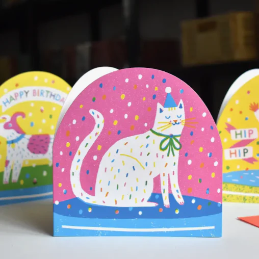 Party Cat Large Snowglobe Card -Louise Lockhart - Image 3