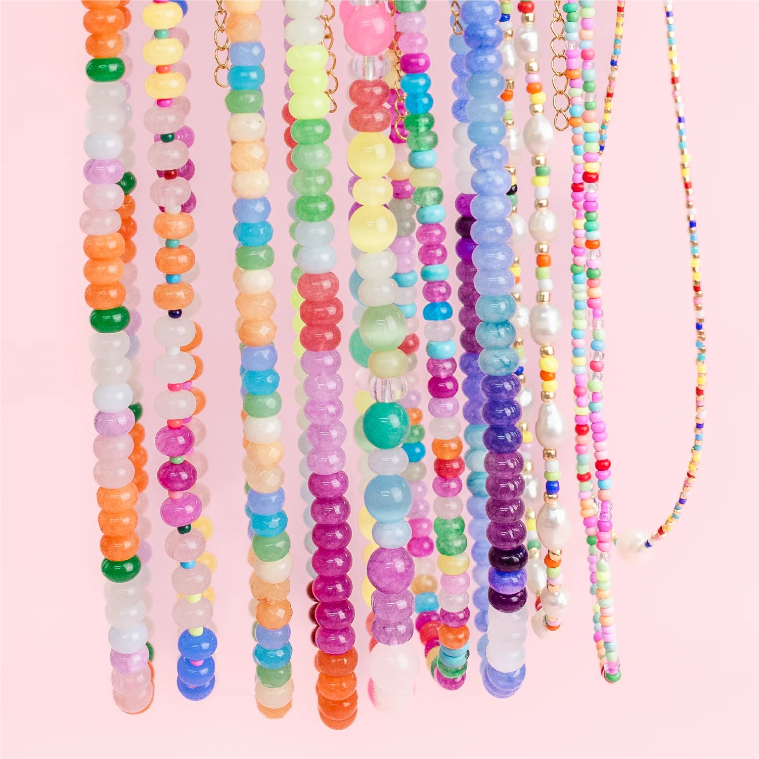 Party Loop - Rainbow Gemstone Bead Necklace - Image 3