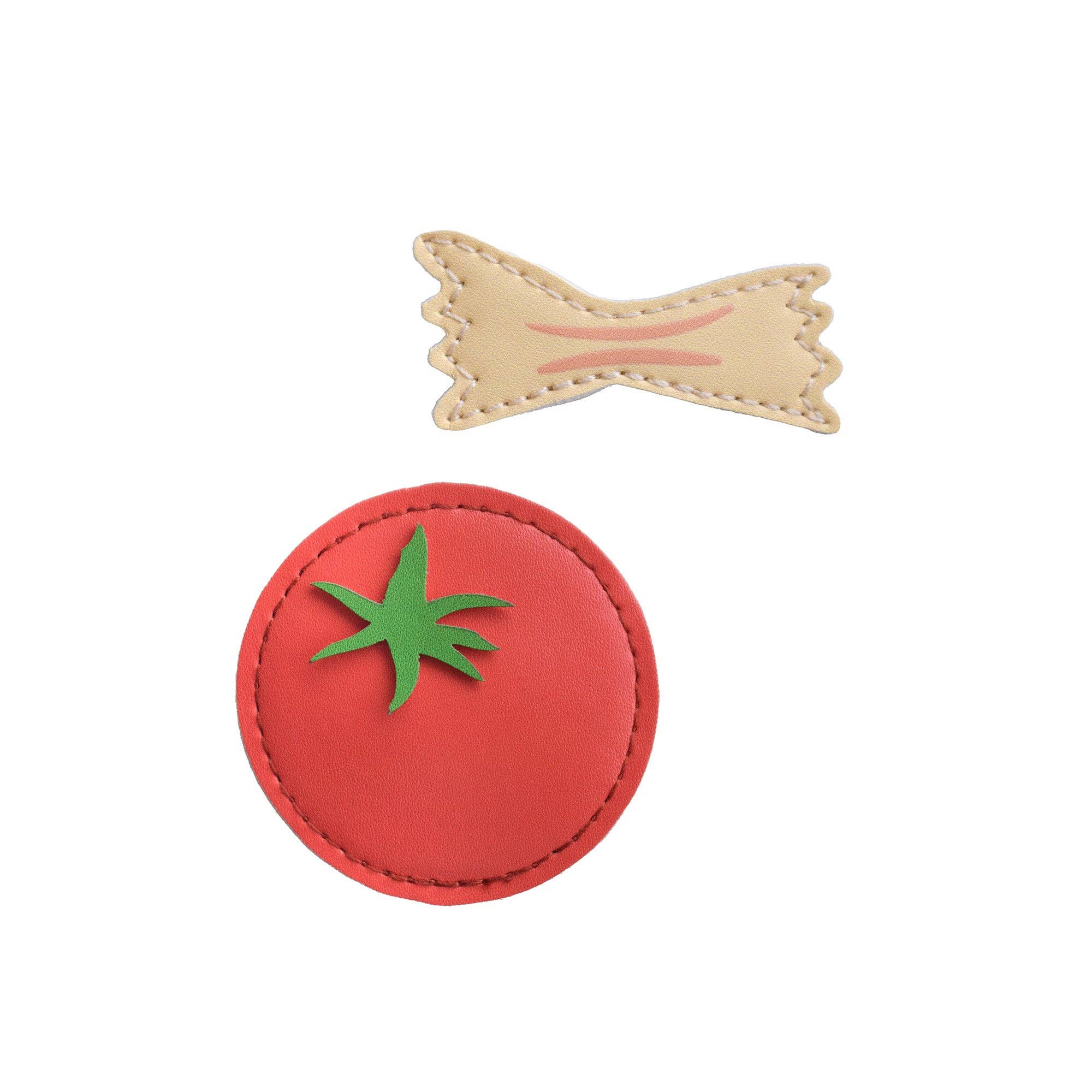 Pasta + Tomato Vegan Leather Hair Clip Set