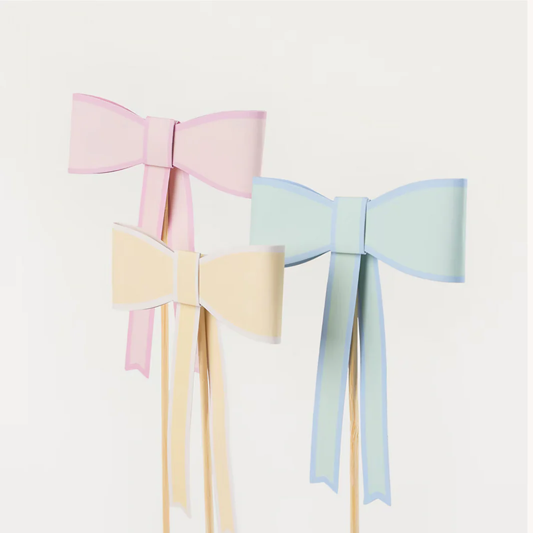 Pastel Bow Cake Toppers (x3) - Image 3