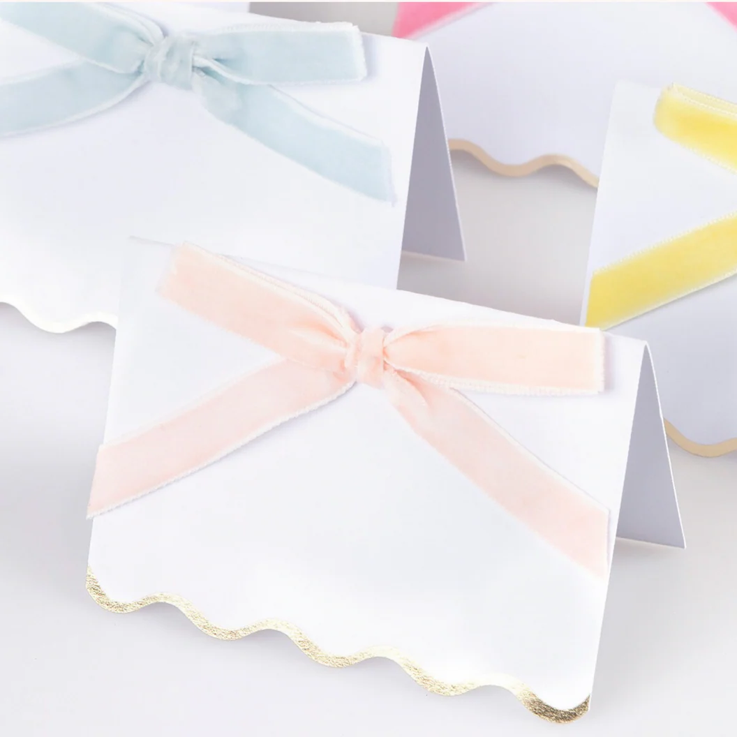 Pastel Velvet Bow Place Cards - Image 2