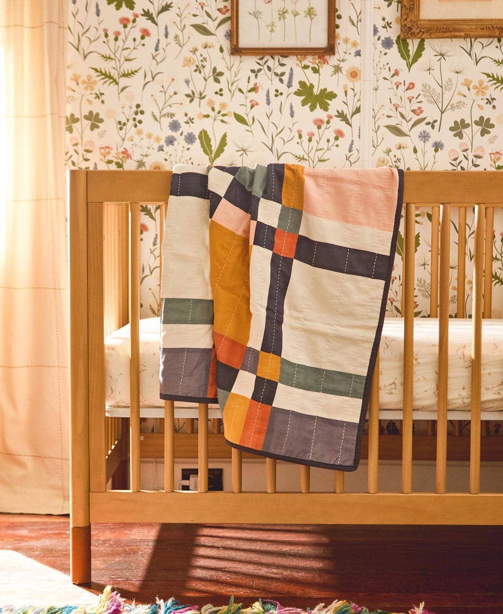 Organic Patchwork Plaid Baby Quilt - Image 2