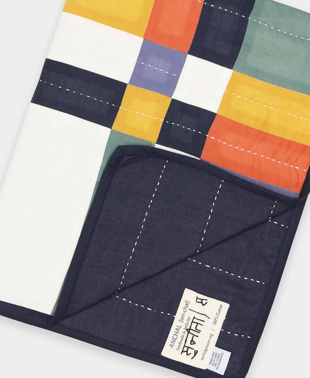 Organic Patchwork Plaid Baby Quilt - Image 3