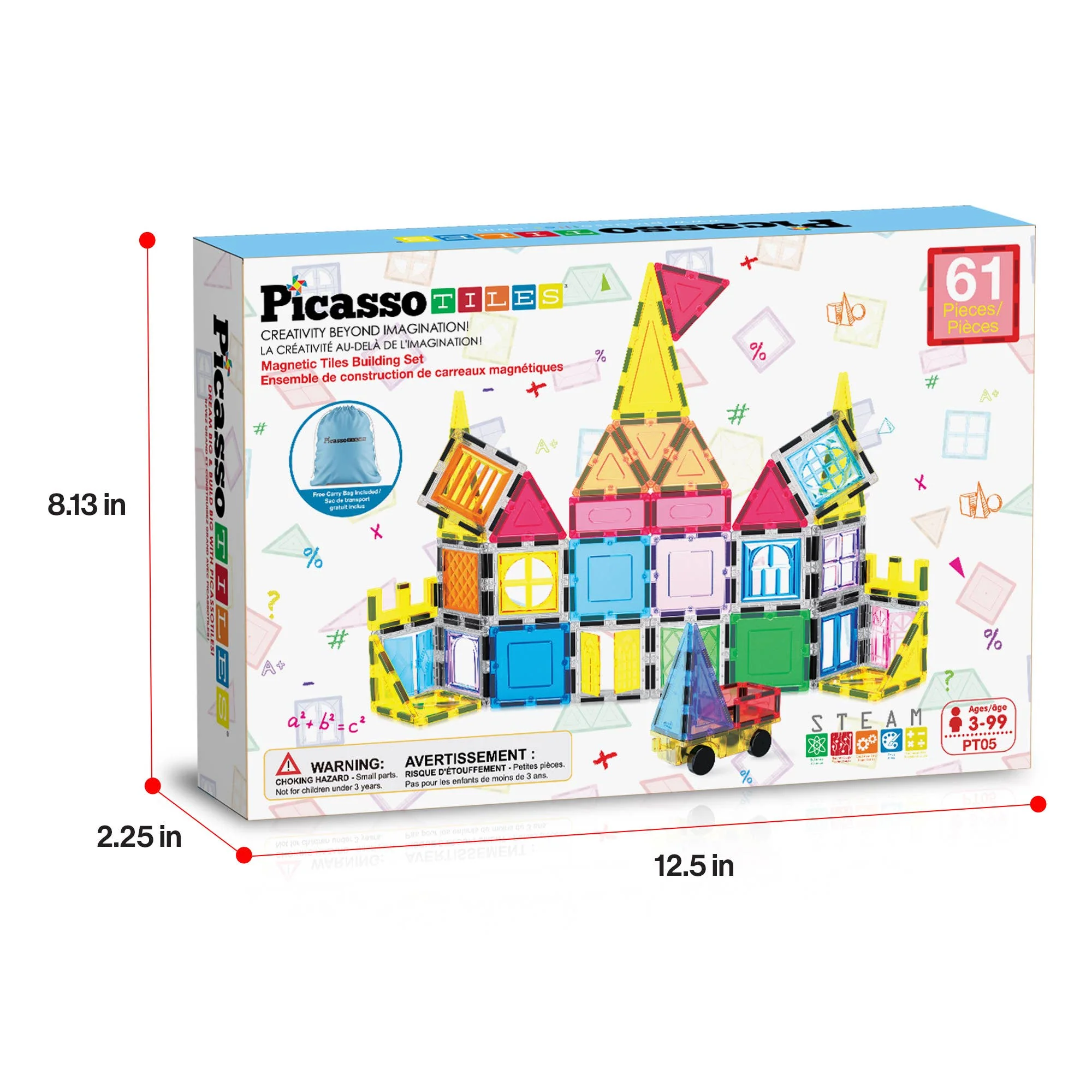 PicassoTiles Magnetic Tile Building Set -60pc - Image 8