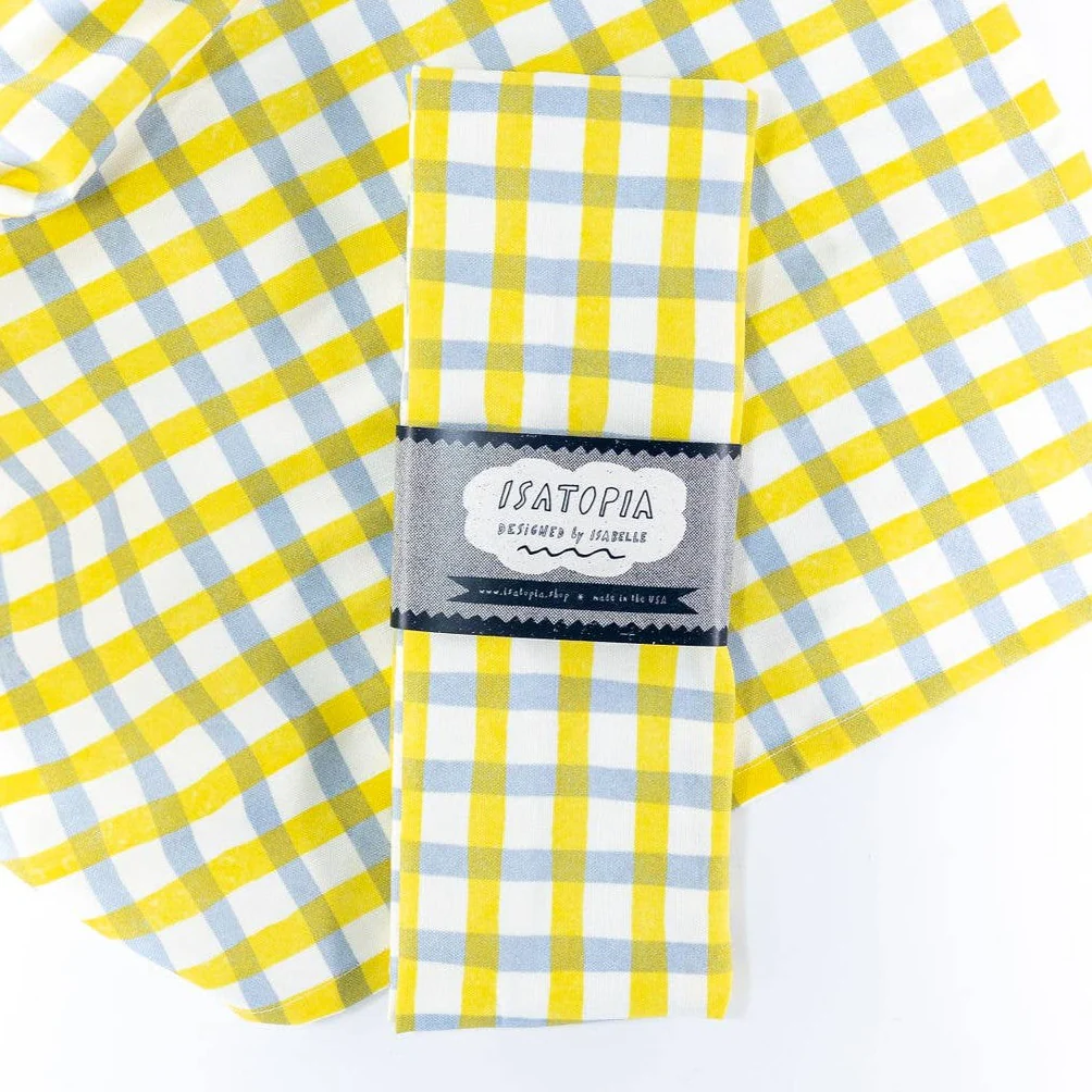 Picnic Tea Towel - yellow & blue