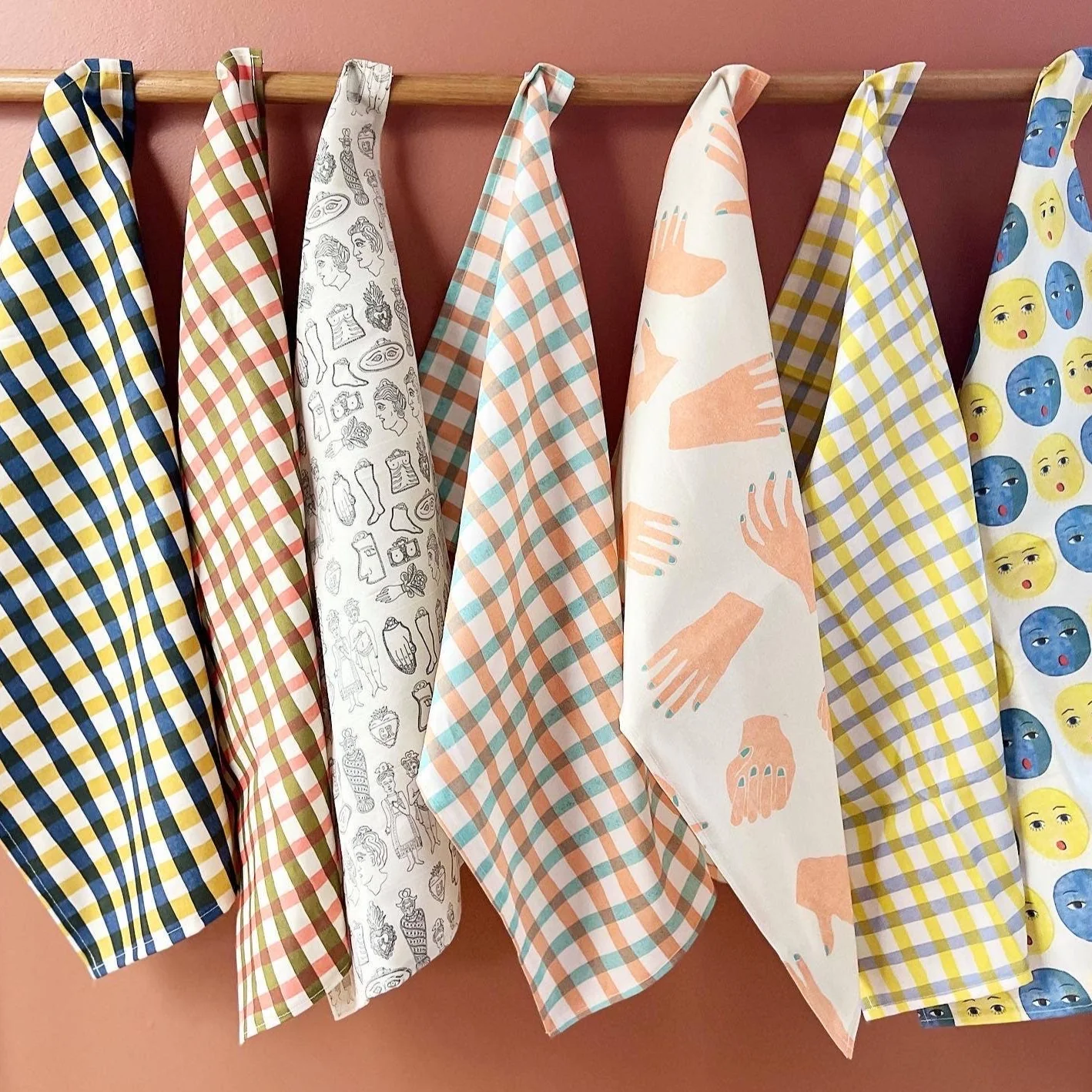 Picnic Tea Towel - yellow & blue - Image 3