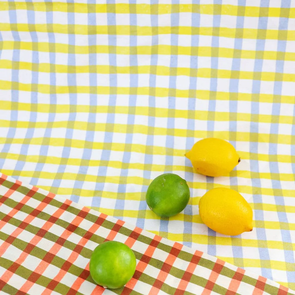 Picnic Tea Towel - yellow & blue - Image 4