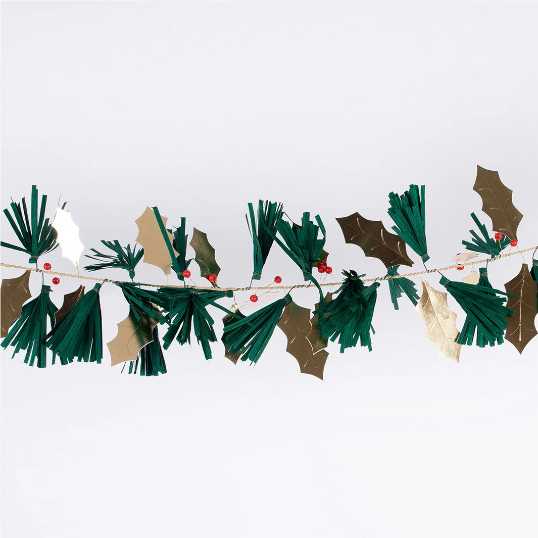 Pine Needles & Golden Holly Garland - Image 4