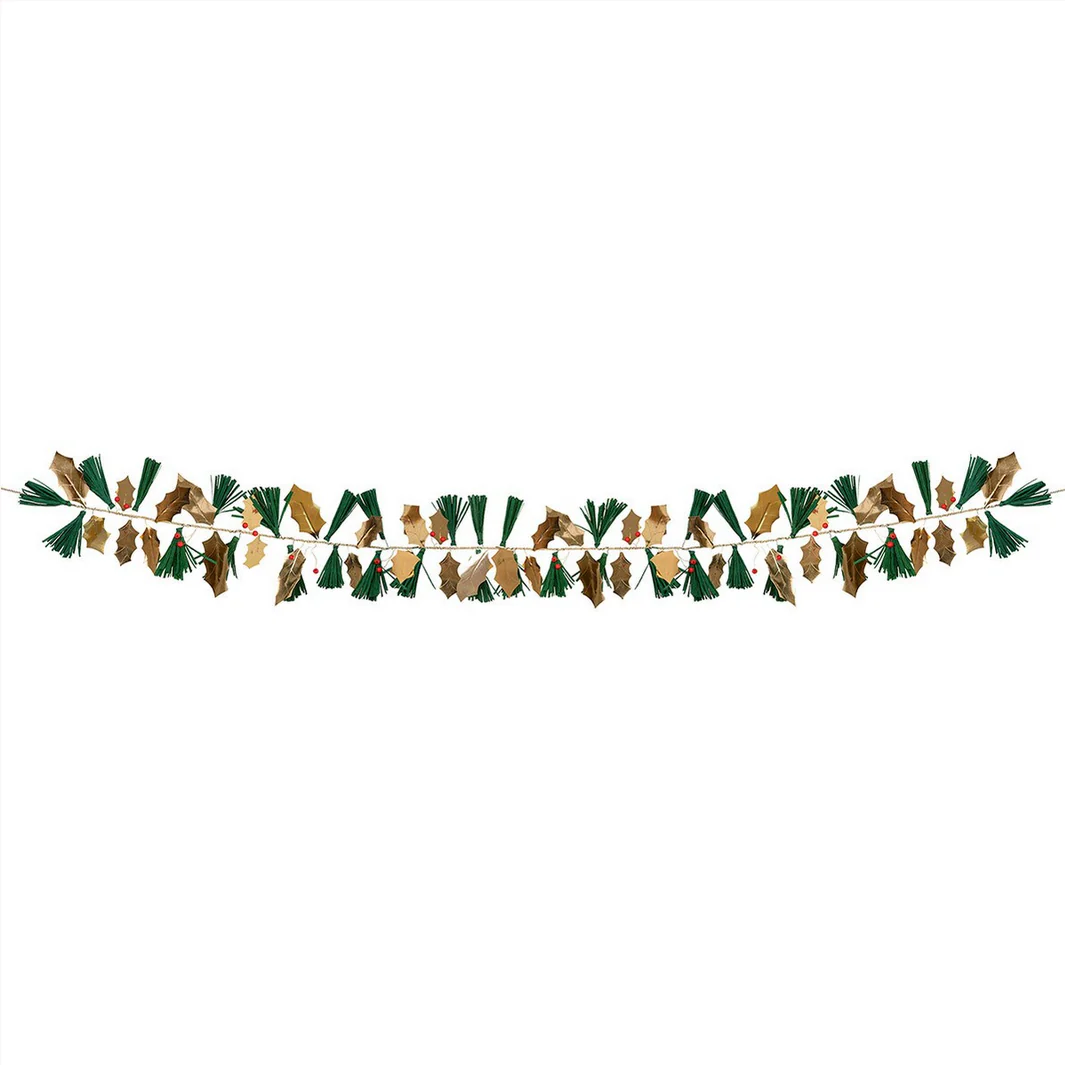 Pine Needles & Golden Holly Garland - Image 5