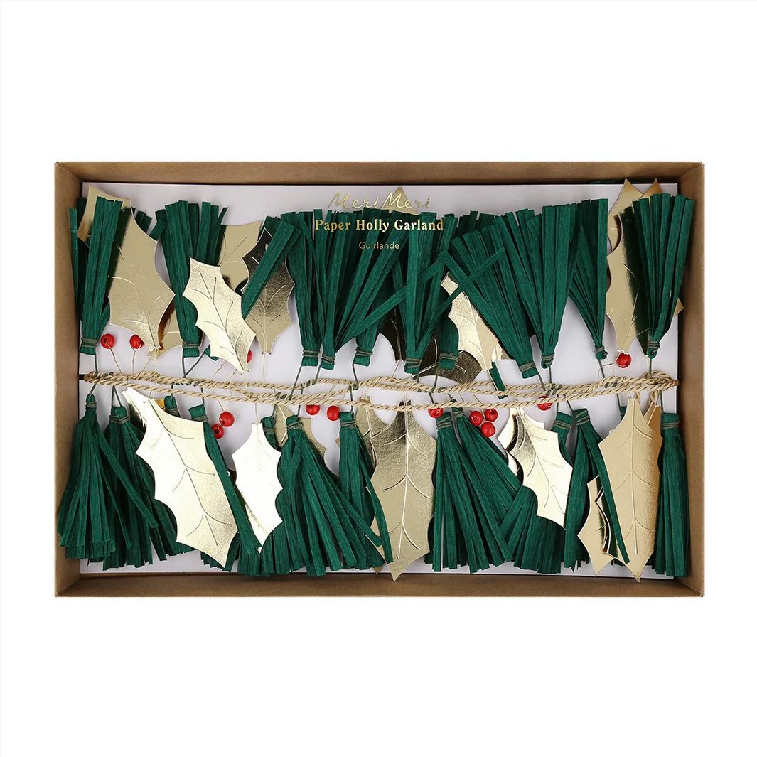 Pine Needles & Golden Holly Garland - Image 6