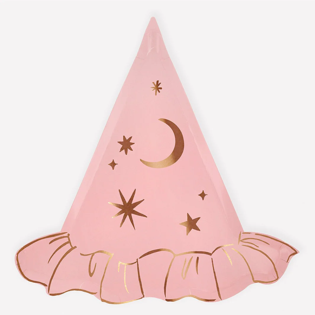 Pink Witch Hat Plates (x8)