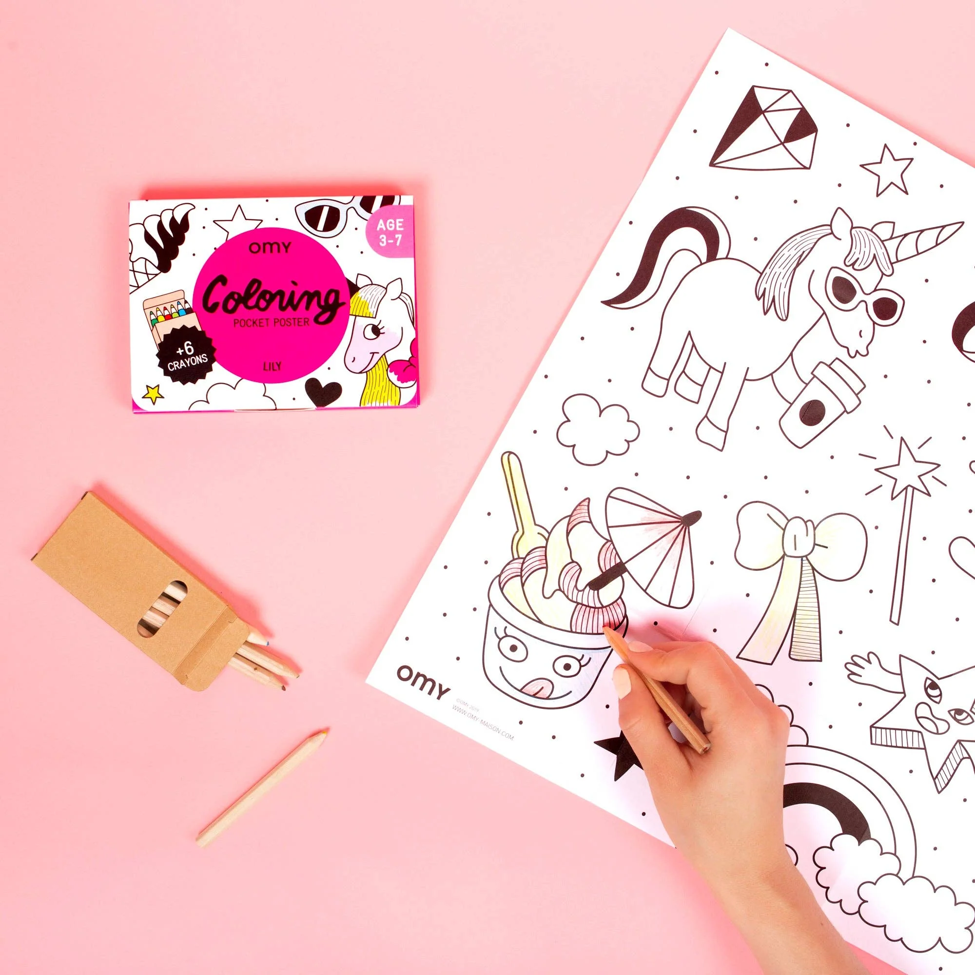 Pocket Coloring Poster -Lily Unicorn