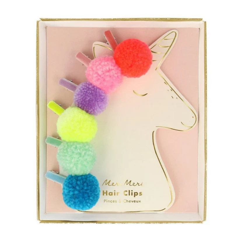 Pompom Unicorn Hair Clips