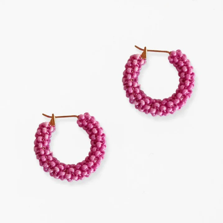 Pop of Color Beaded Hoop Earring - Image 4