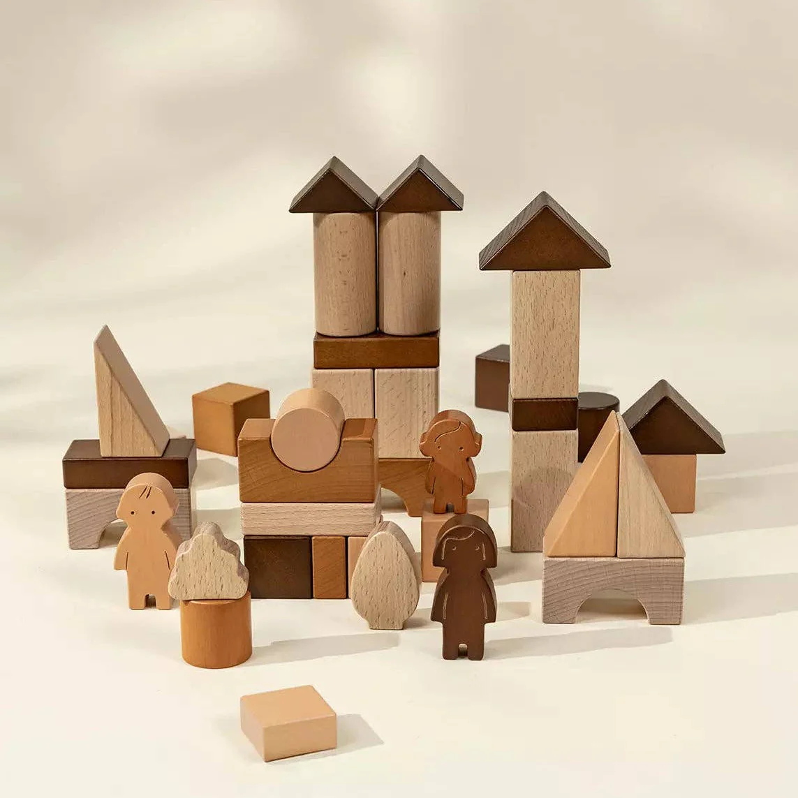 Premium Wooden Construction Blocks Set - 56pcs