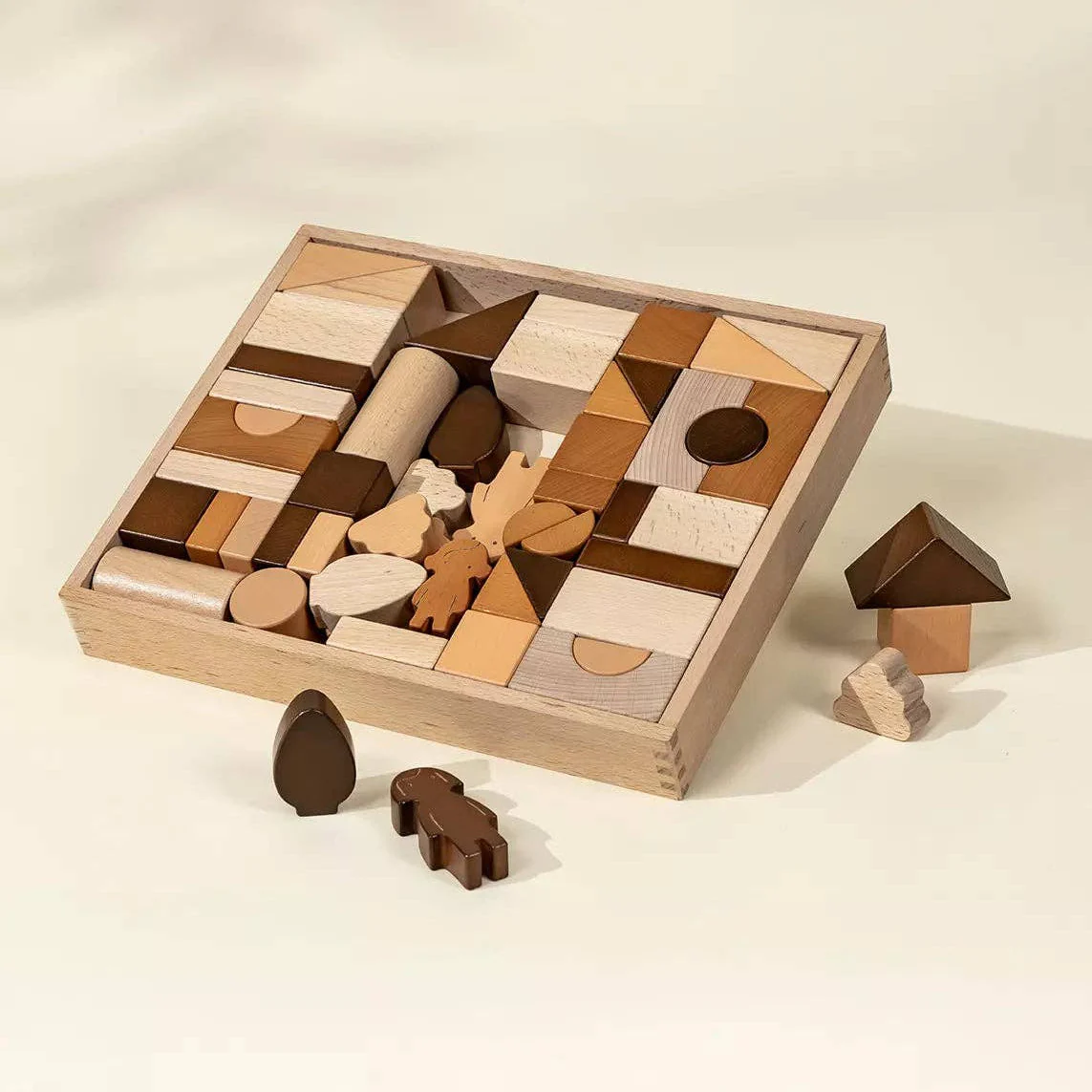 Premium Wooden Construction Blocks Set - 56pcs - Image 3