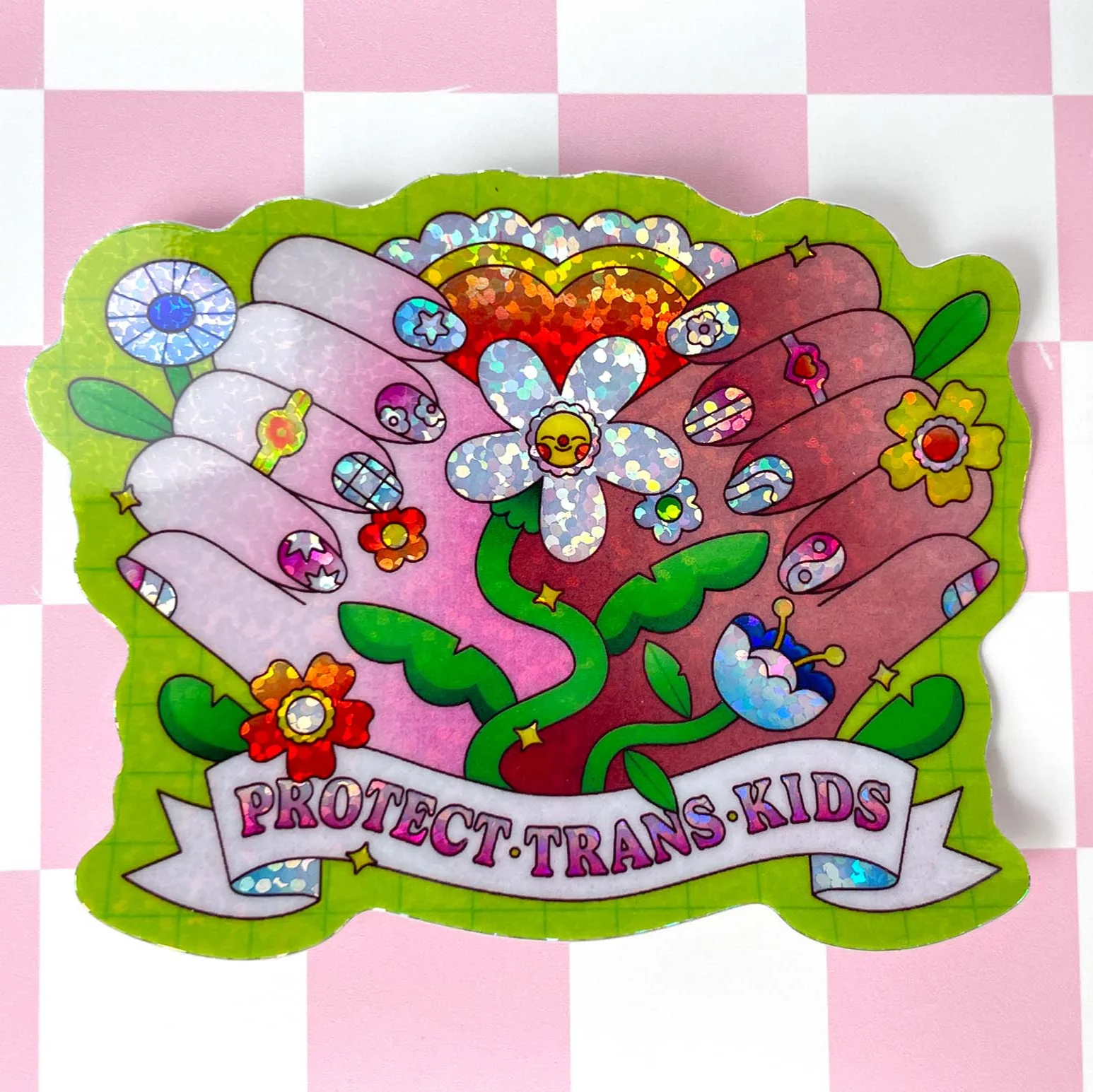 Protect Trans Kids Sticker | Holographic | LGBTQIA+ | Pride - Image 2