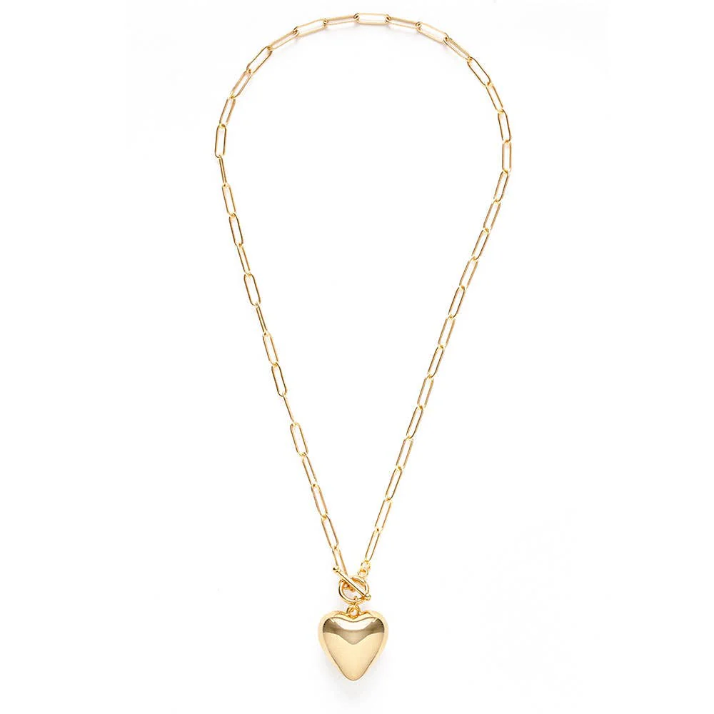 Puffed Heart on Toggle Chain Necklace - Image 3