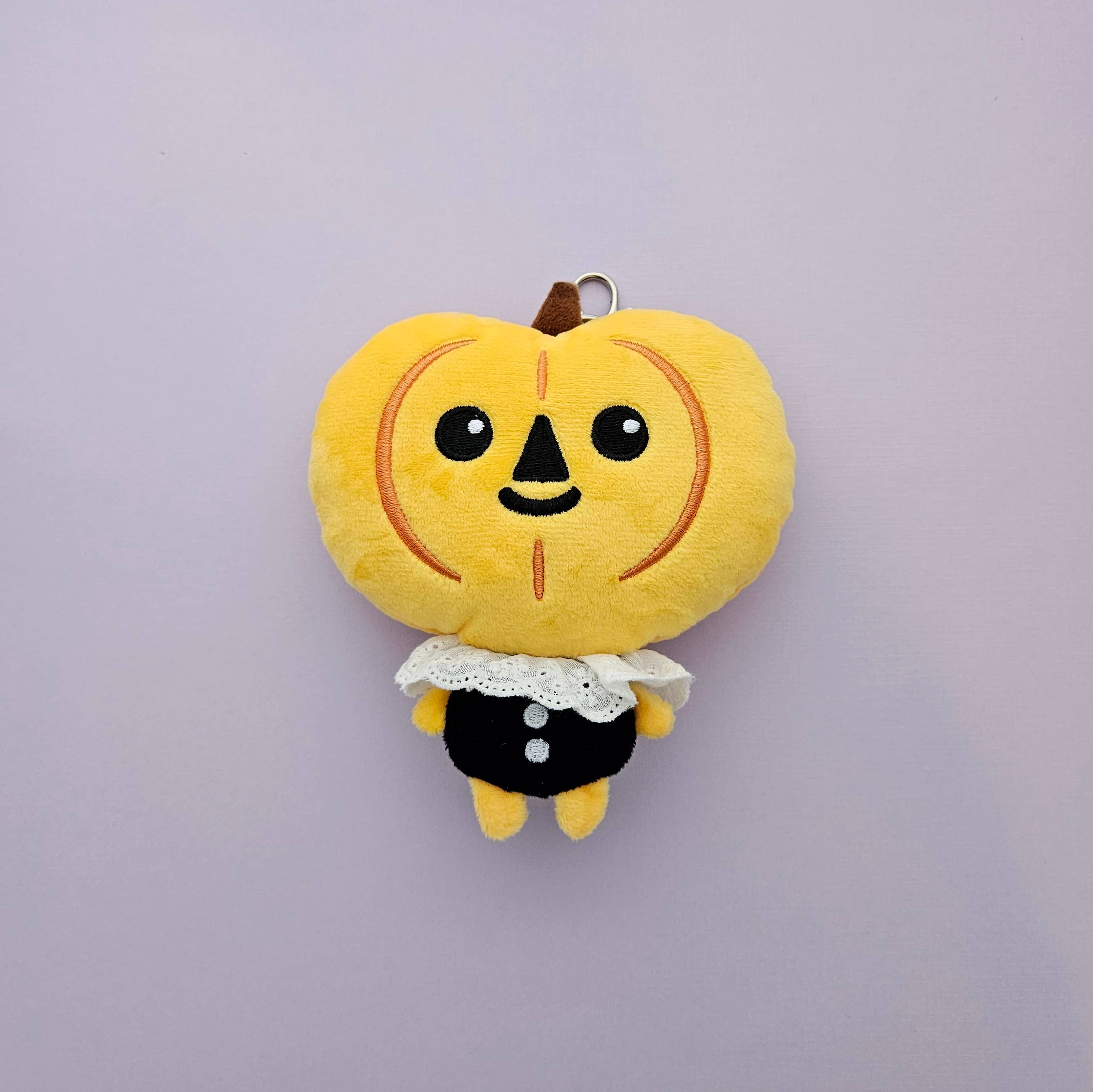 Pumpkin boi plush keychain with zipper pouch