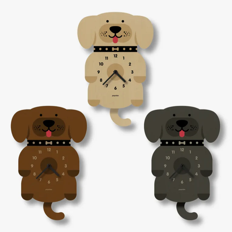 Puppy Pendulum Clock -wood