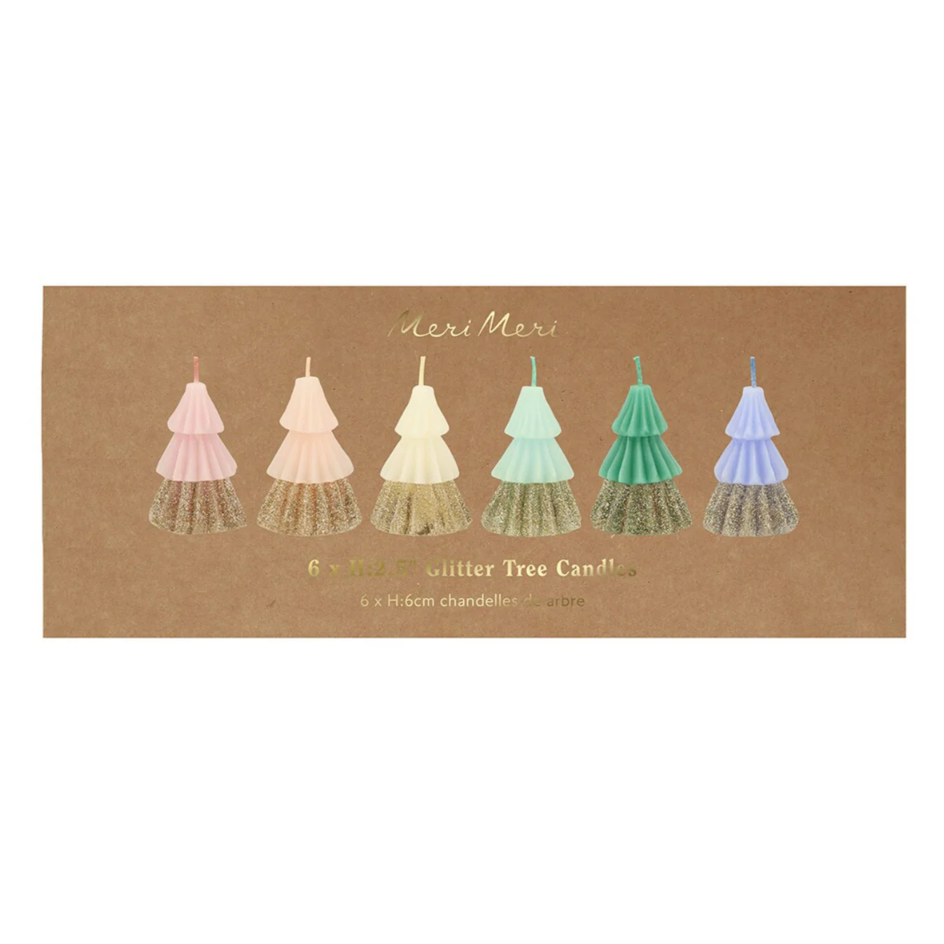 Rainbow Glitter Tree Candles (x6) - Image 3