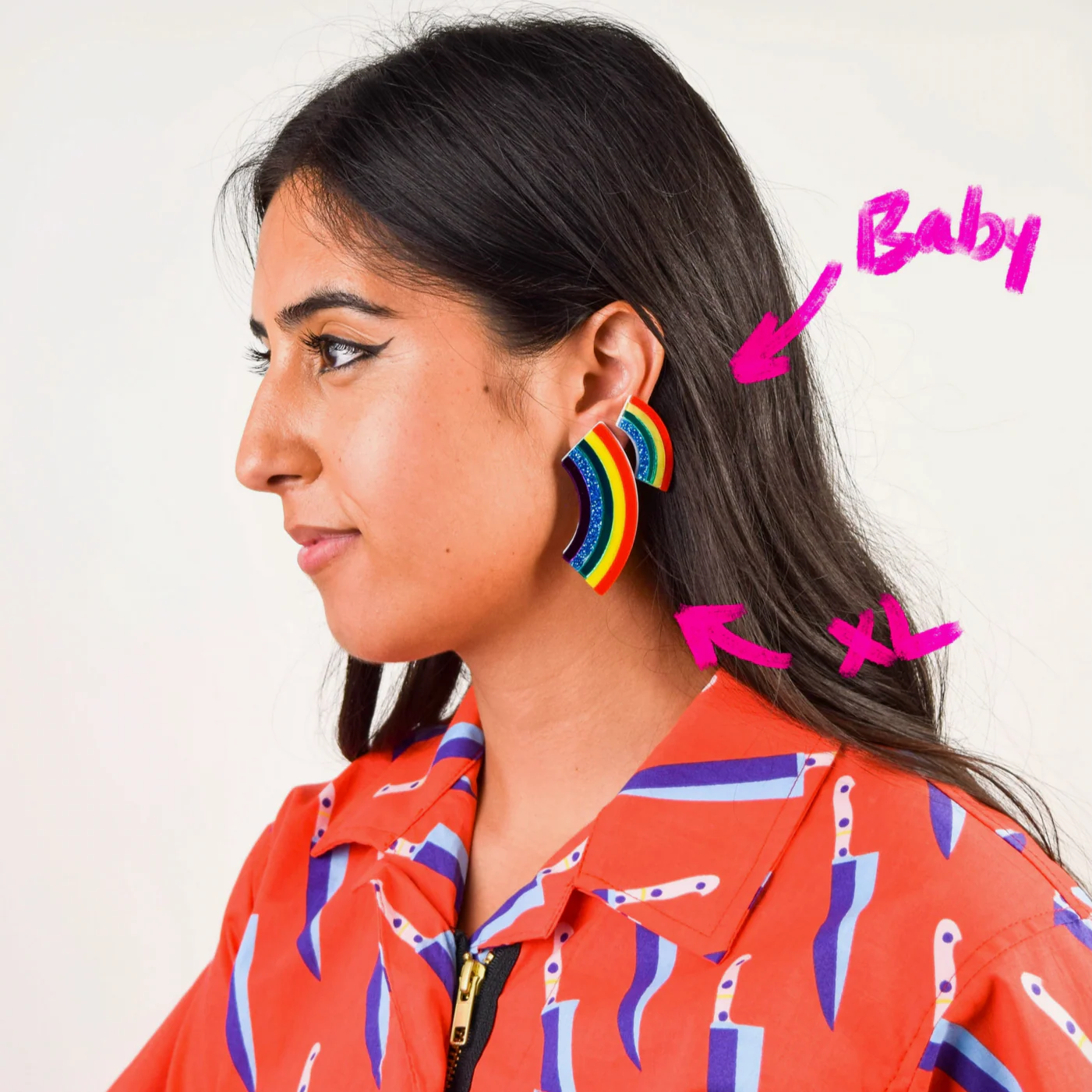Rainbow Inlay Earrings -xl - Image 3