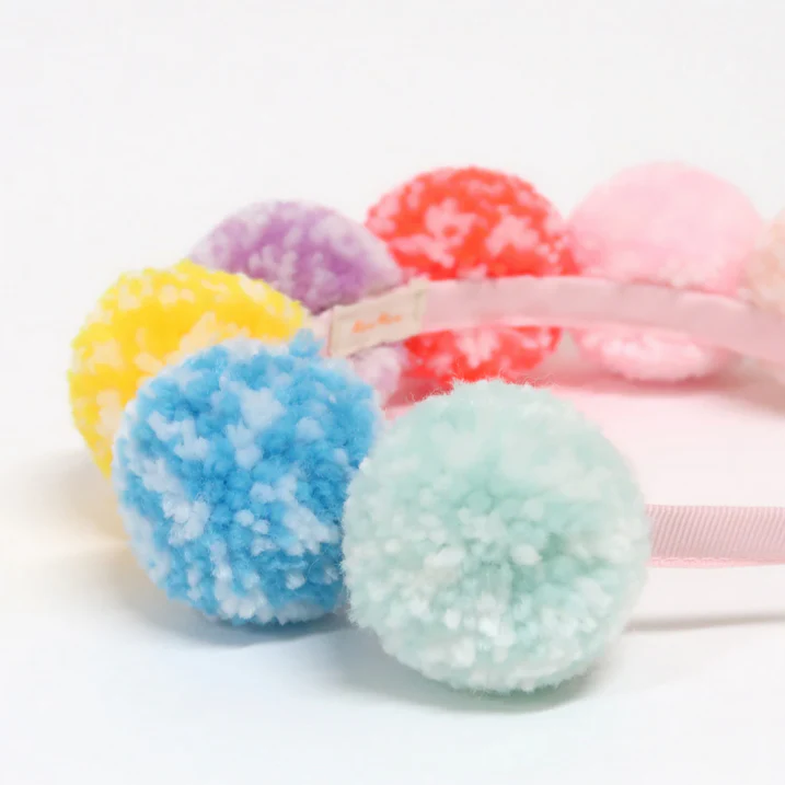 Rainbow Pompom Headband - Image 3
