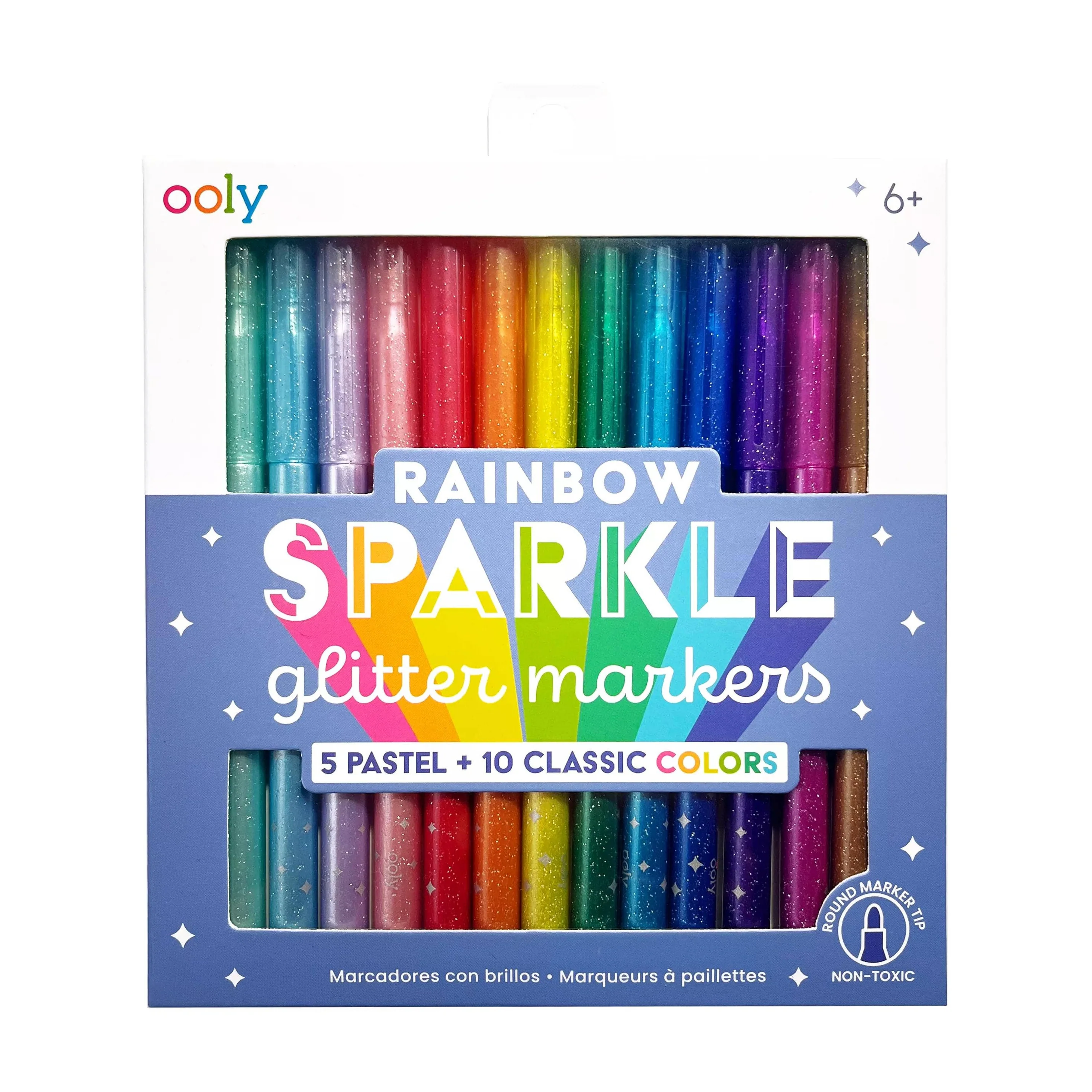 Rainbow Sparkle Glitter Markers - set of 15
