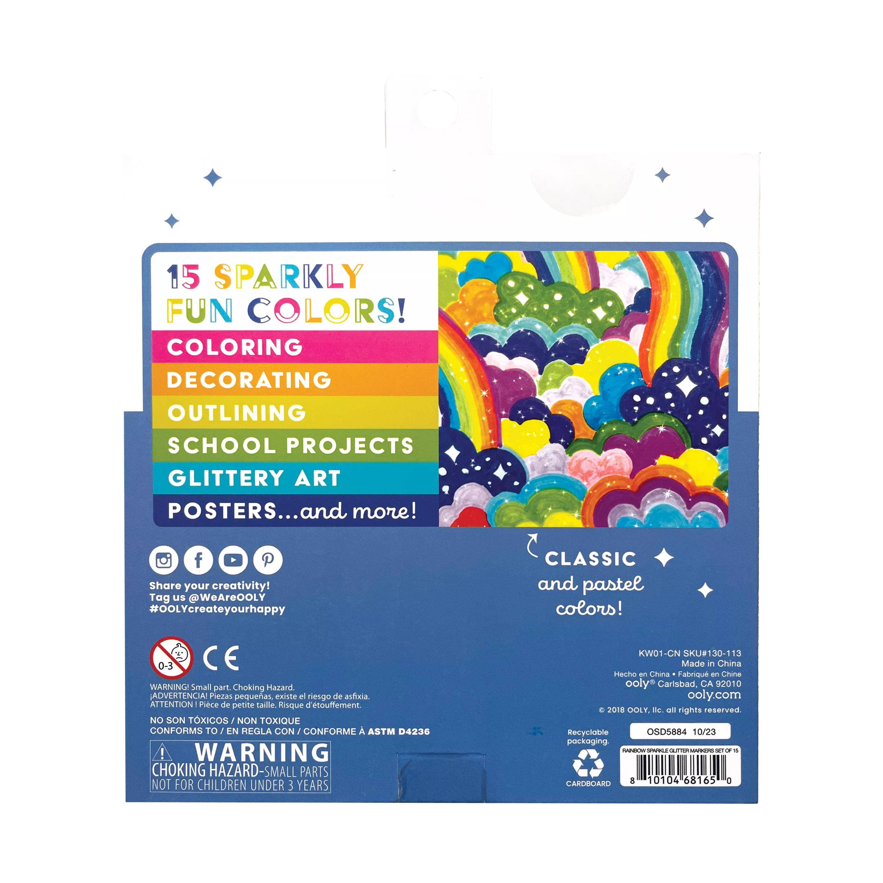 Rainbow Sparkle Glitter Markers - set of 15 - Image 5