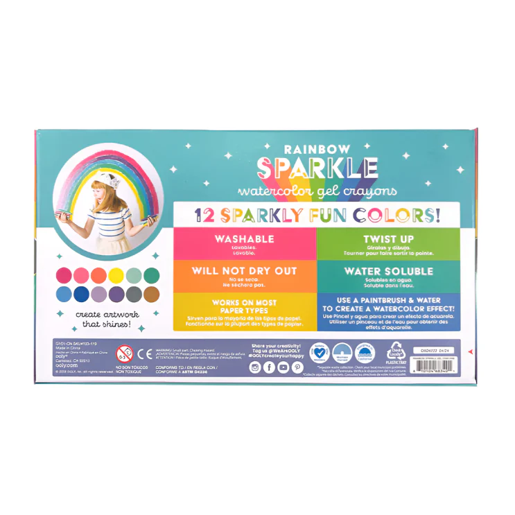Rainbow Sparkle Metallic Watercolor Gel Crayons (12pk) - Image 8